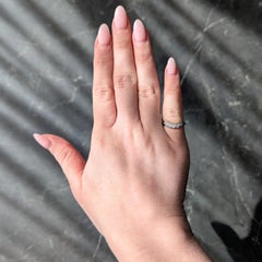 Mid-Century European Diamond Platinum Vintage Fishtail Contour Wedding Band Ring