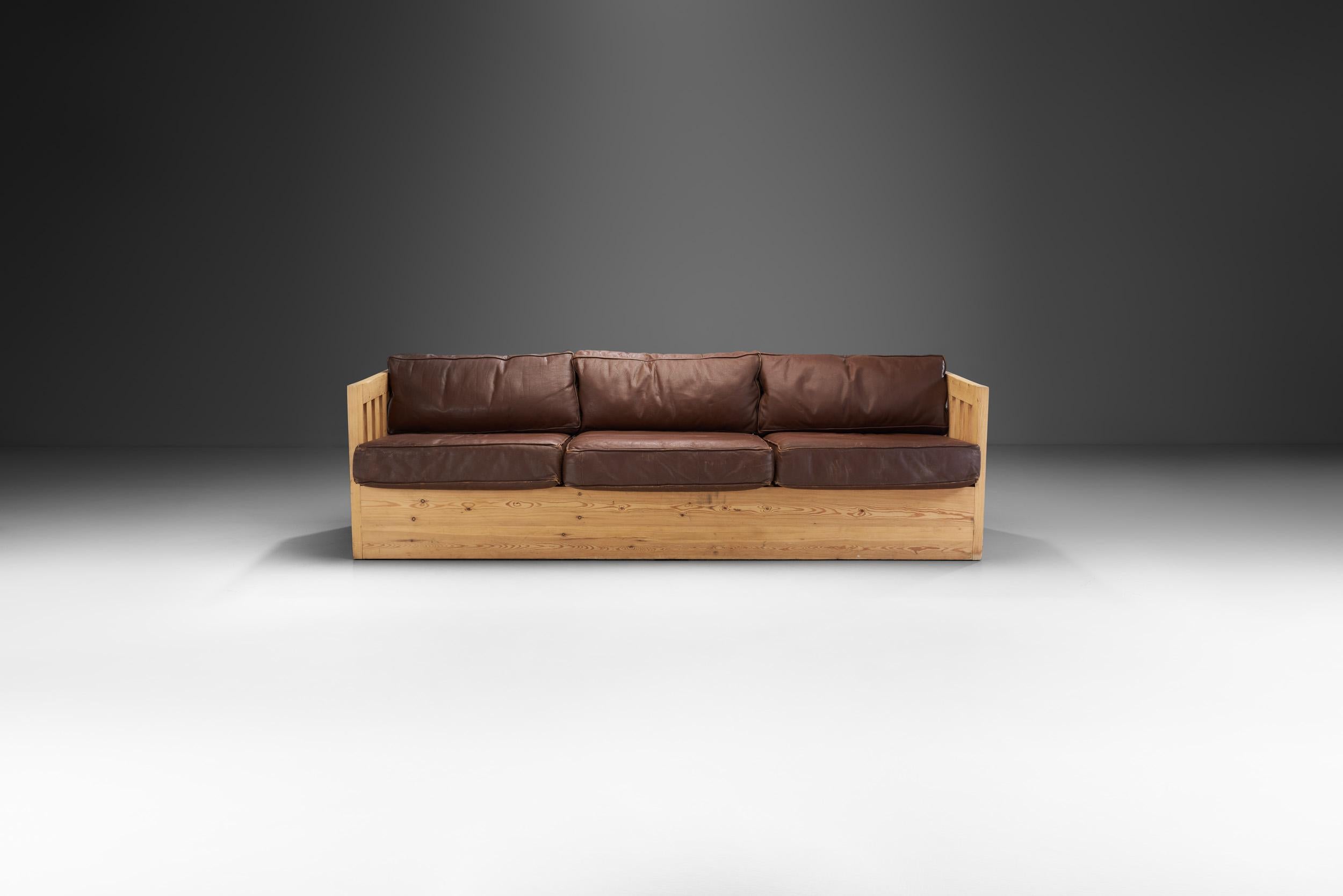 1970s wood couch