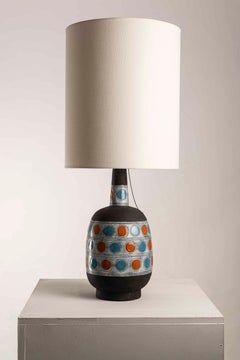 Mid-Century European Polychrome Ceramic Table Lamp, 1960s