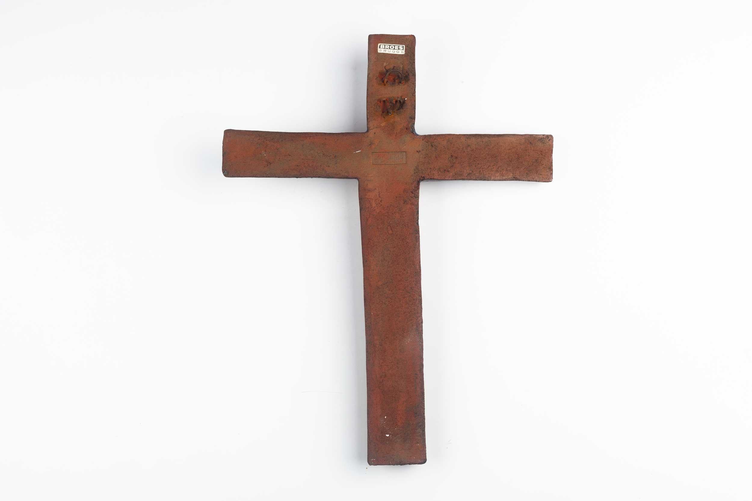 Midcentury European Wall Cross, Dark and Light Blue, Brown, 1970s For Sale 3