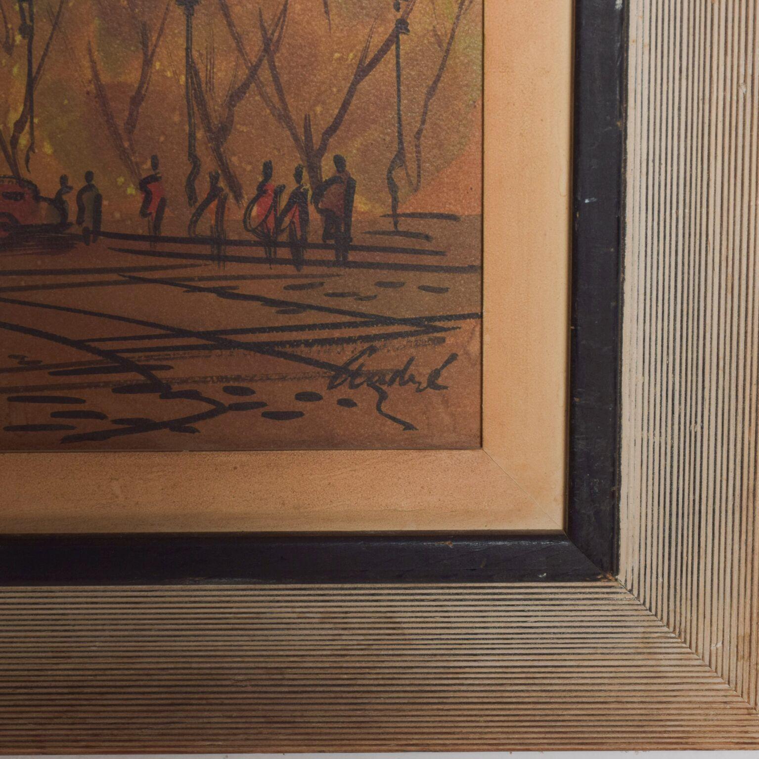 Other 1950s European Watercolor Landscape Post Impressionist Art Ceruse Oak