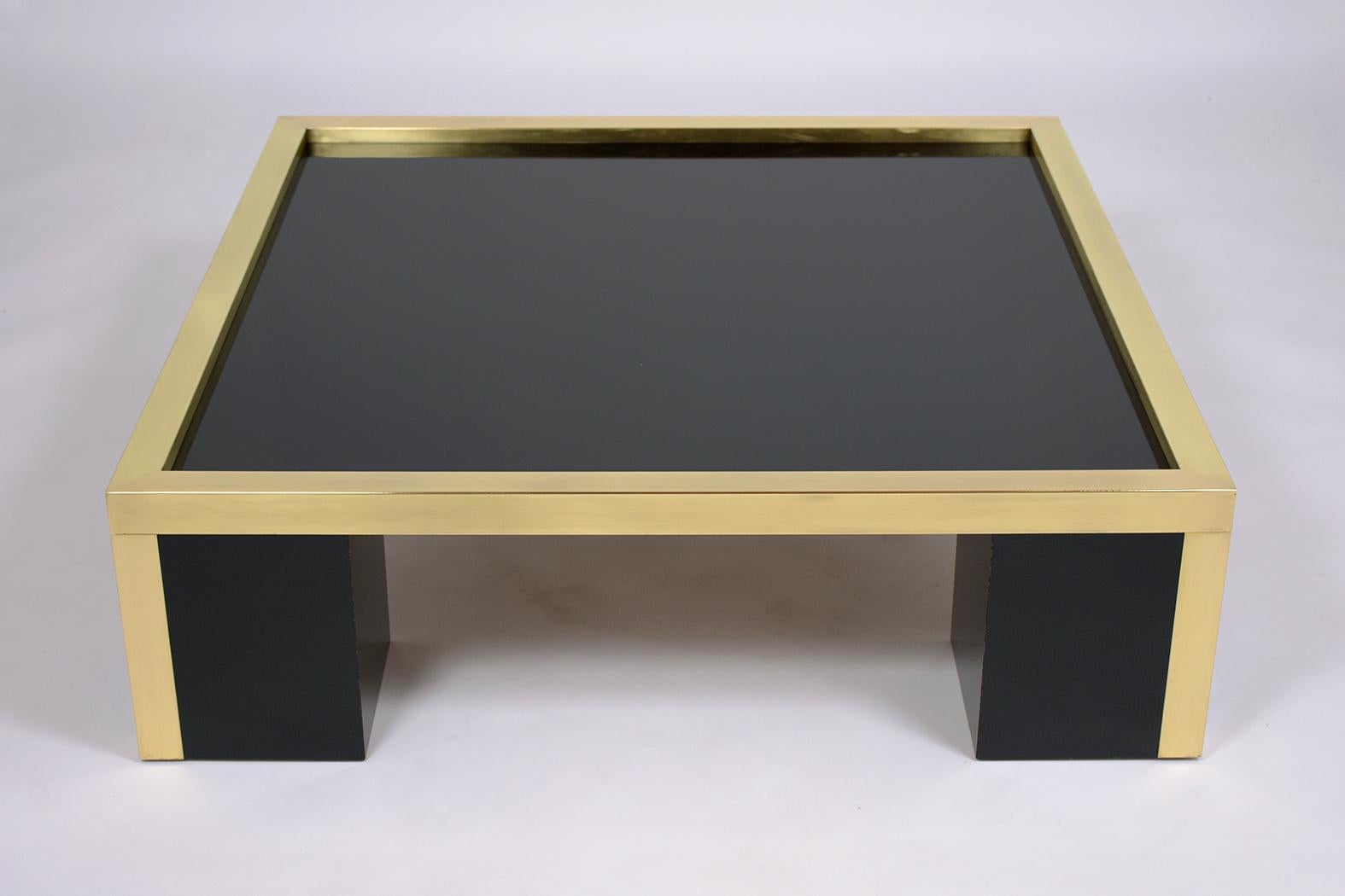 American Vintage 1960s Mid-Century Modern Brass & Laminated Wood Coffee Table