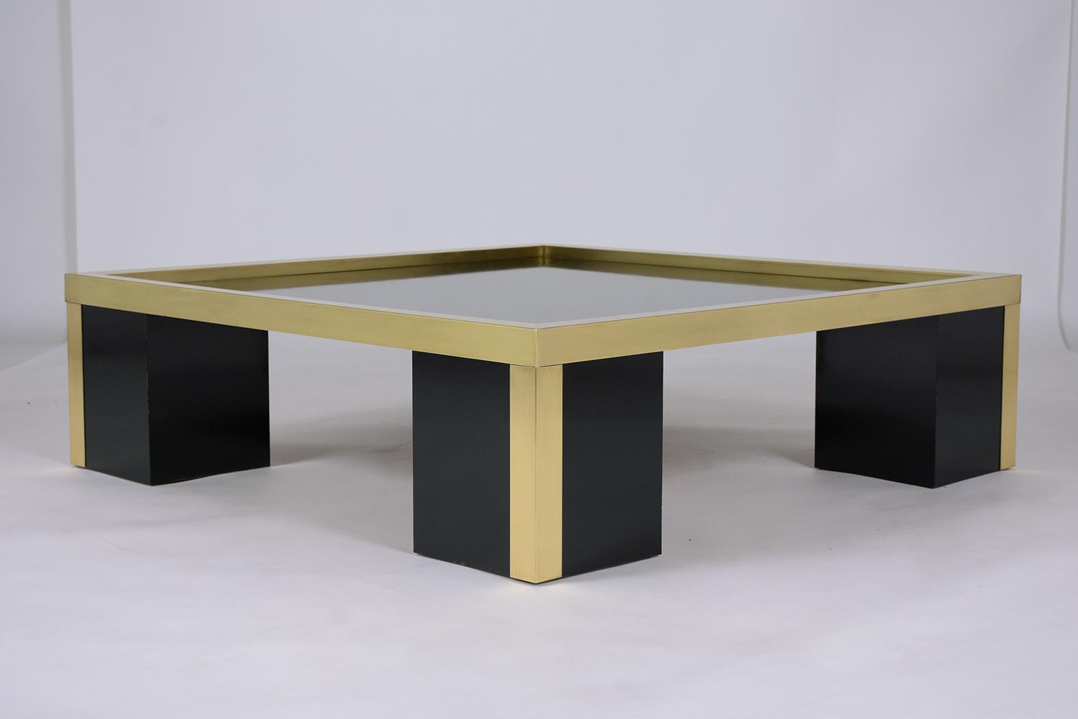 Mid-20th Century Vintage 1960s Mid-Century Modern Brass & Laminated Wood Coffee Table