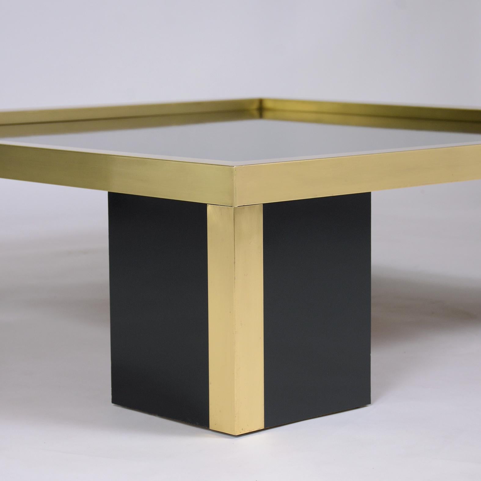 Other Vintage 1960s Mid-Century Modern Brass & Laminated Wood Coffee Table