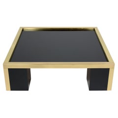 Vintage 1960s Mid-Century Modern Brass & Laminated Wood Coffee Table