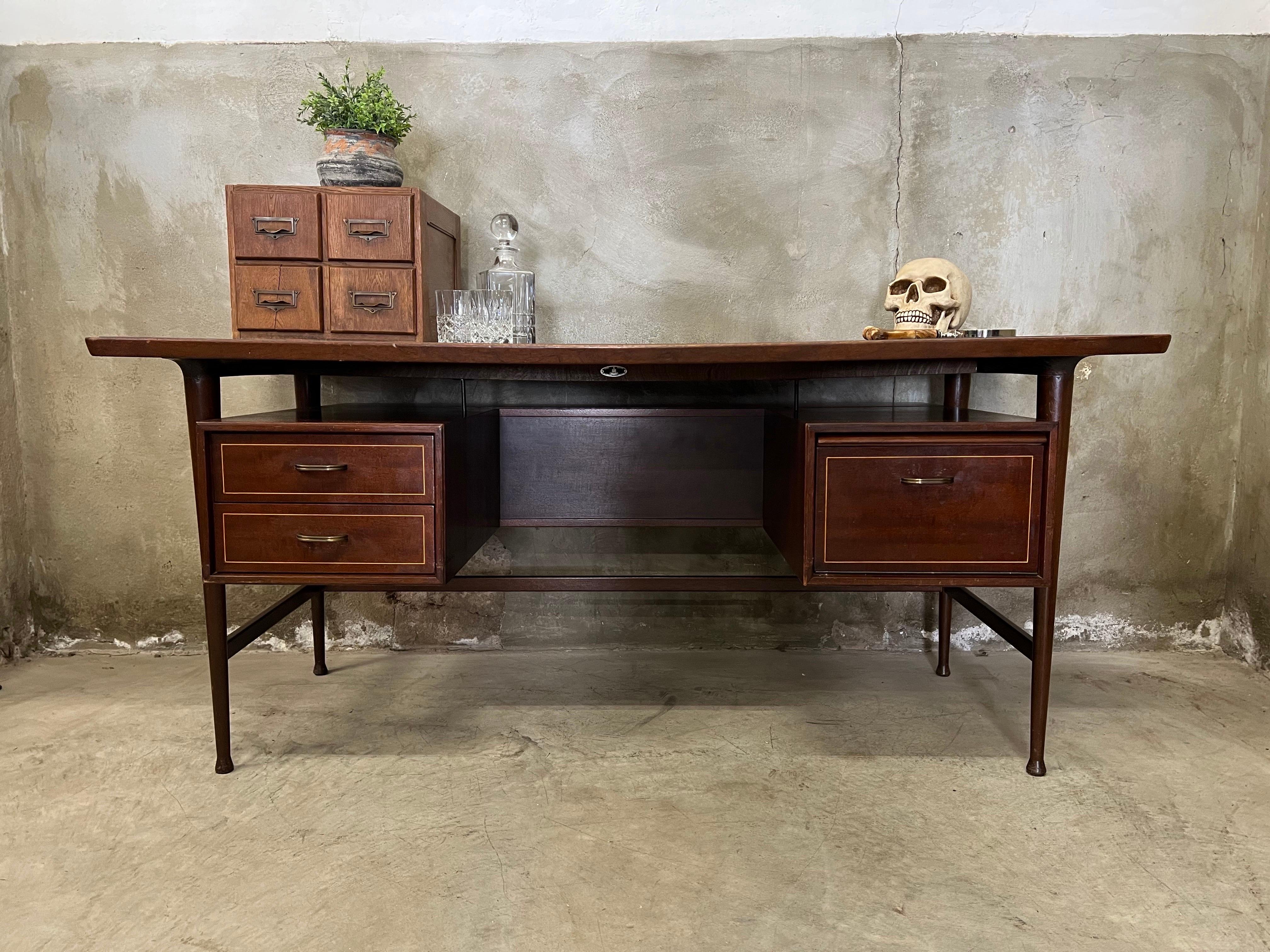 Mid-Century Executive Desk, Danish Design with Leather Top Inlay, Greeve 6