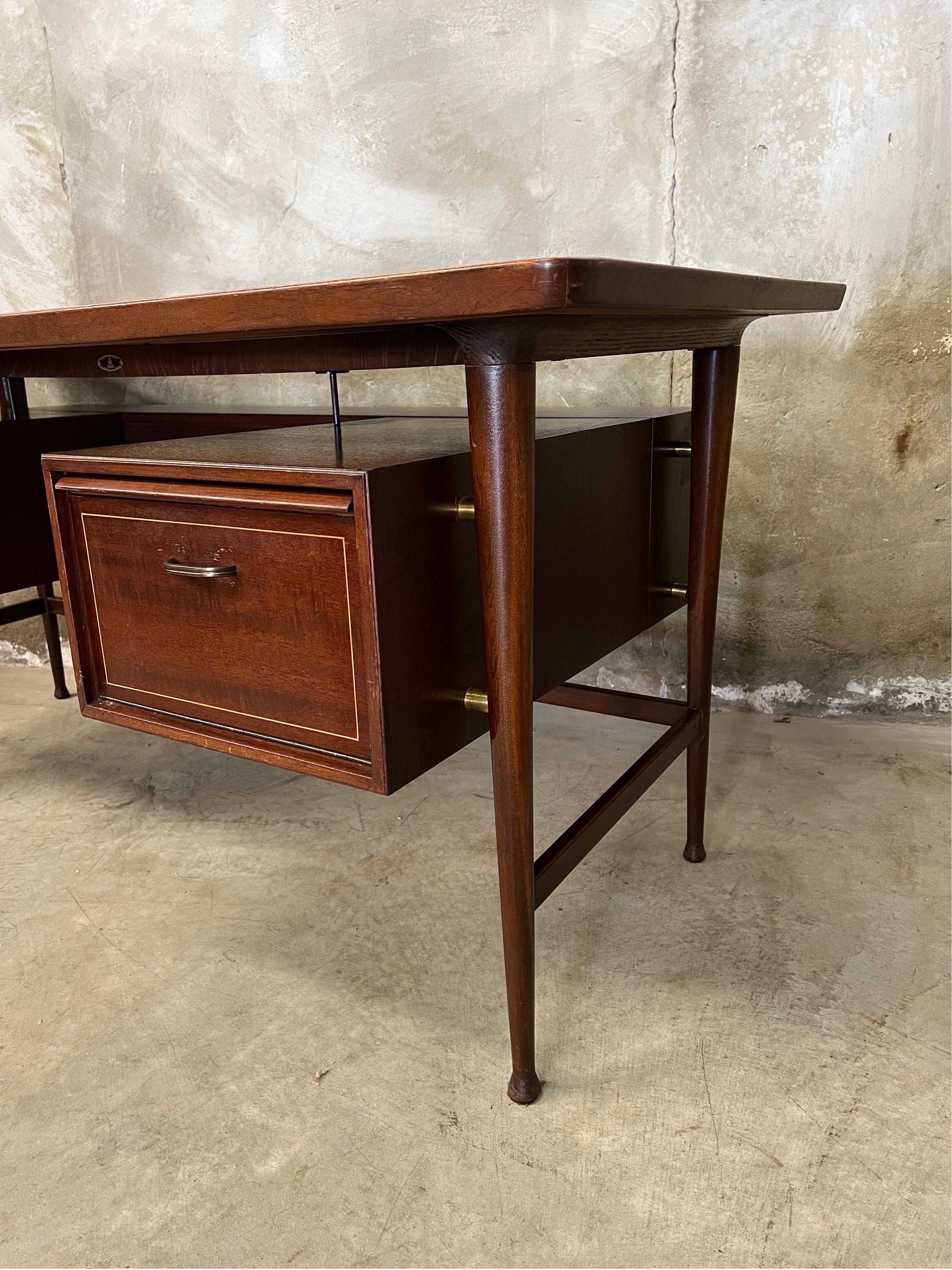 Mid-Century Executive Desk, Danish Design with Leather Top Inlay, Greeve 8