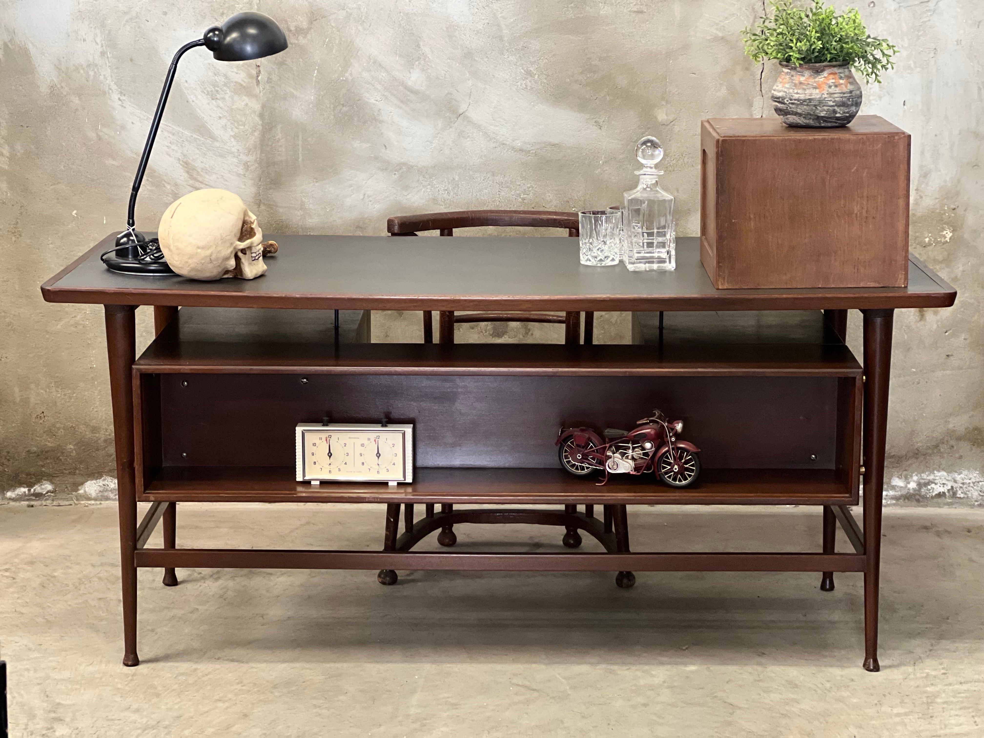 Mid-Century Executive Desk, Danish Design with Leather Top Inlay, Greeve 2