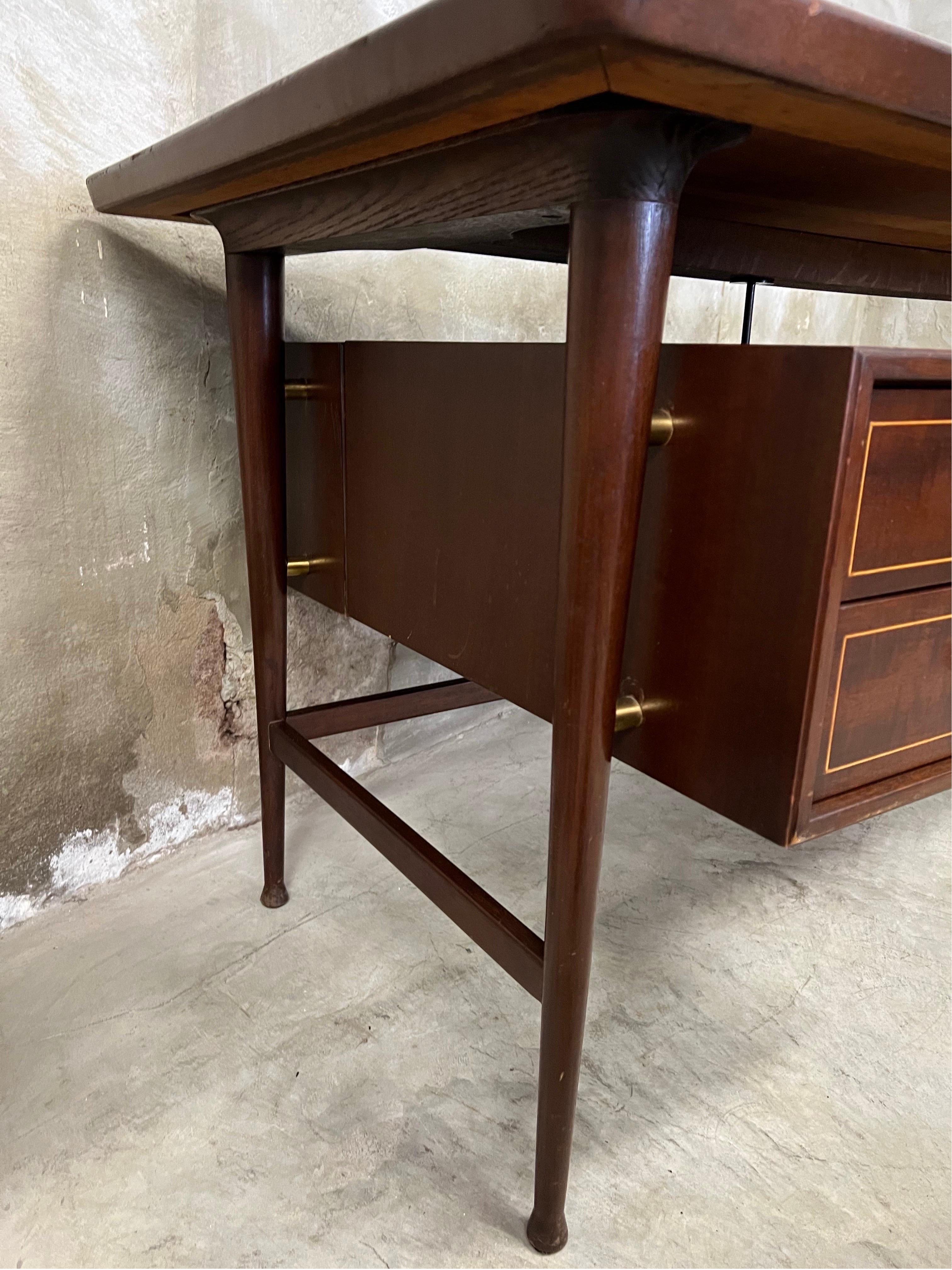 Mid-Century Executive Desk, Danish Design with Leather Top Inlay, Greeve 4