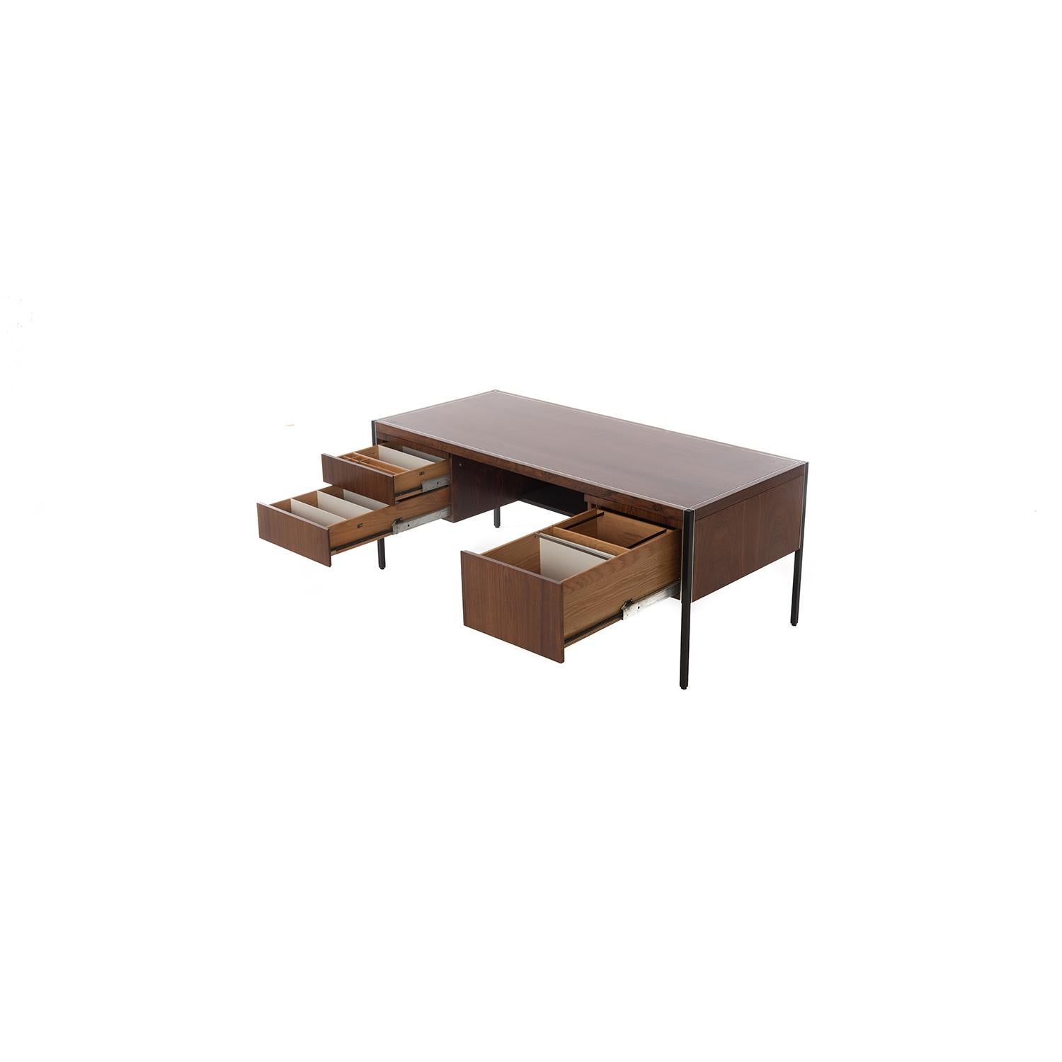 Steel Midcentury Executive Desk in Rosewood by Richard Schultz for Knoll