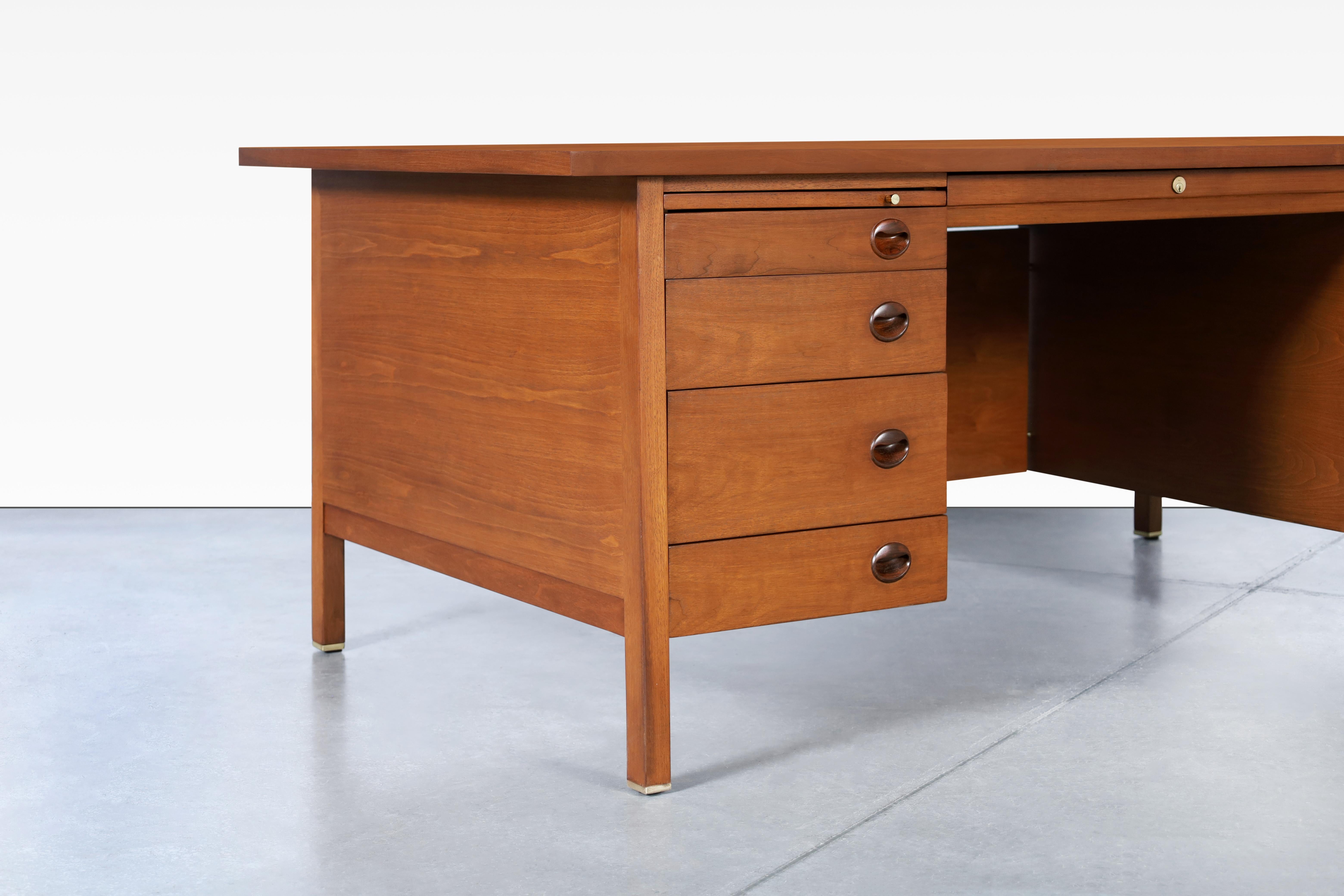 Mid-Century Modern Mid-Century Executive Walnut Desk by Edward J. Wormley for Dunbar For Sale