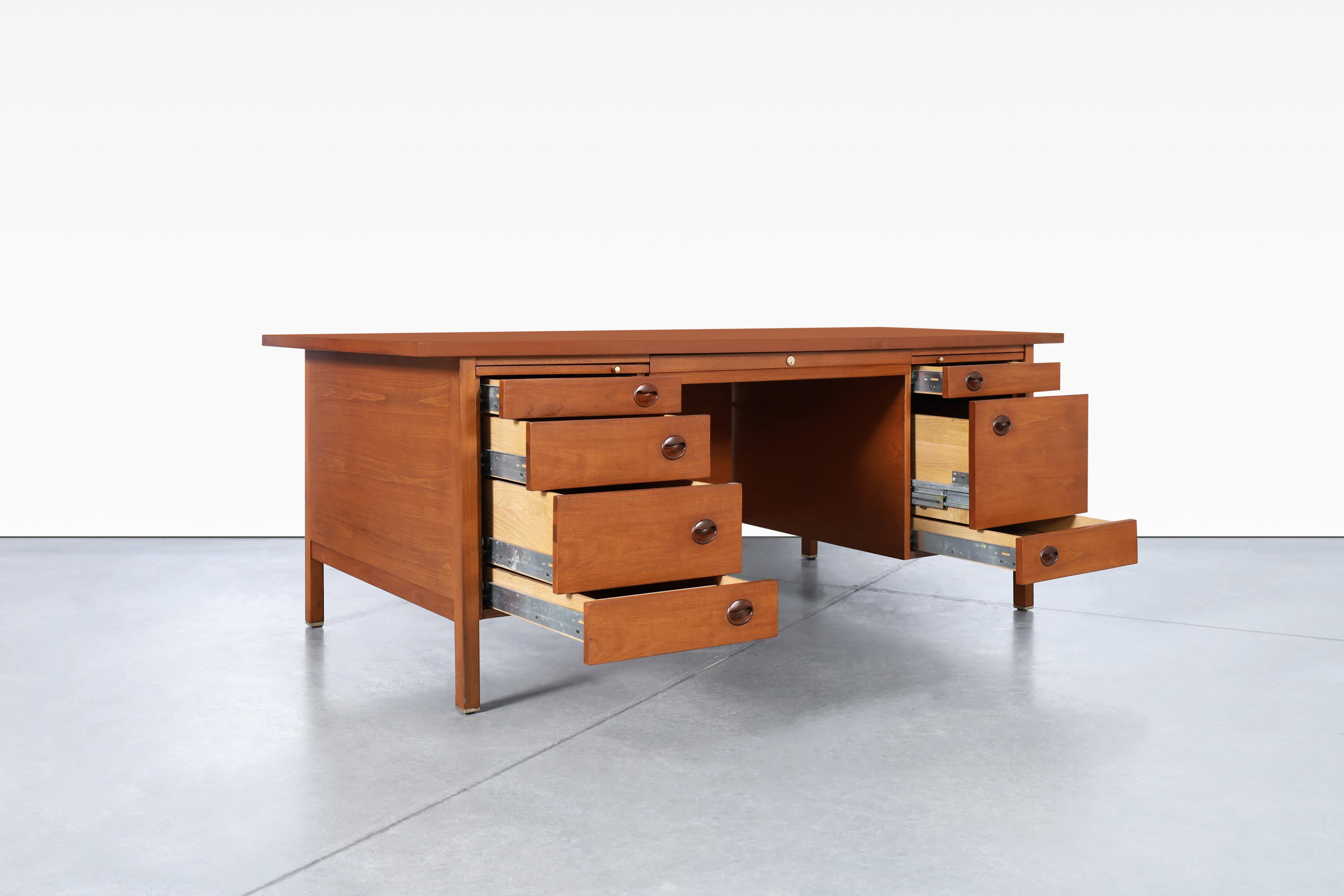 American Mid-Century Executive Walnut Desk by Edward J. Wormley for Dunbar For Sale