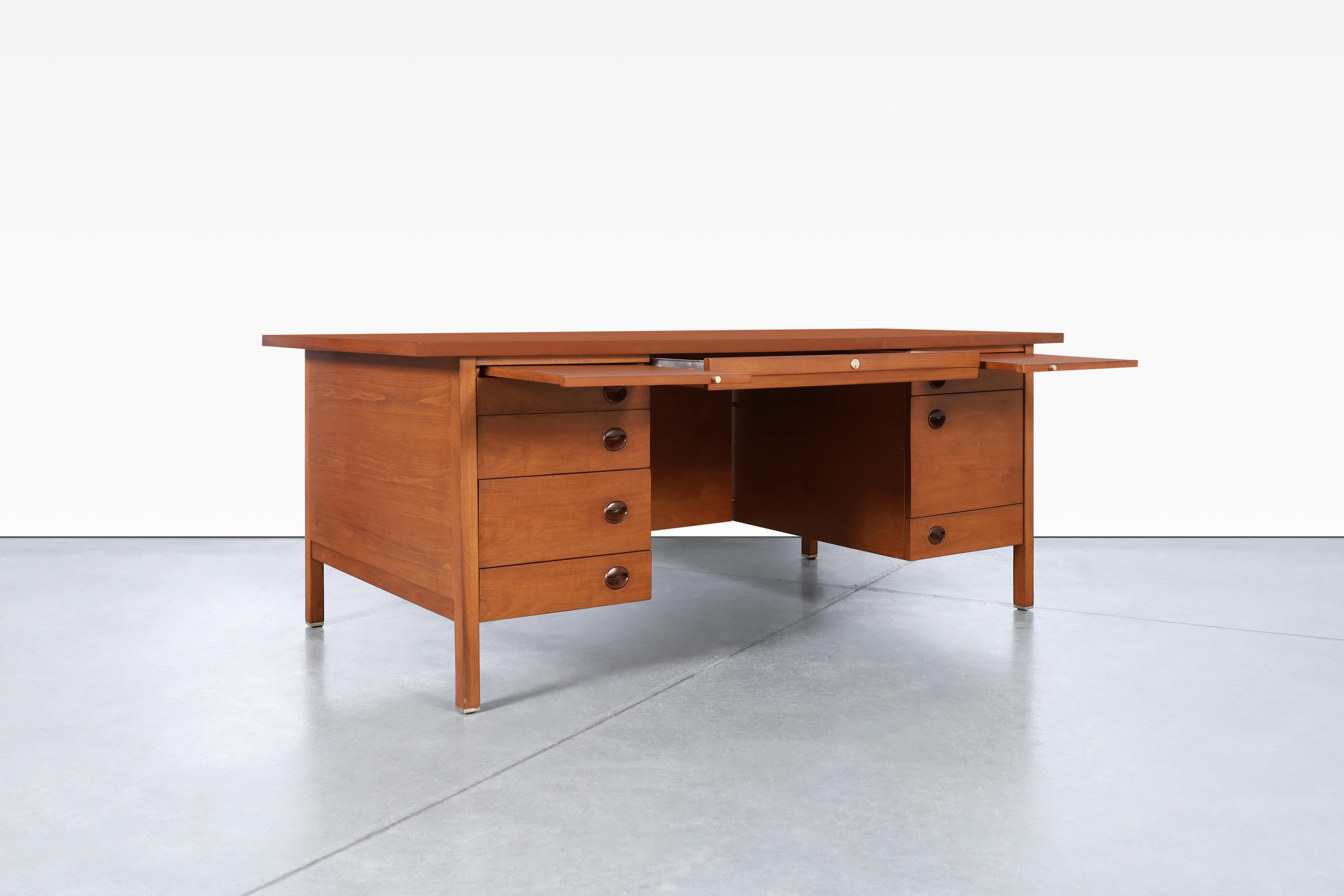 Mid-20th Century Mid-Century Executive Walnut Desk by Edward J. Wormley for Dunbar For Sale