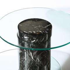 Mid Century Exotic Marble & Glass Two Tier Side Table by Pace Furniture Company