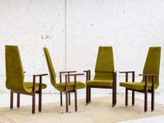 Mid Century Exotic Wood and Chrome Dining Chairs, a Set of 4