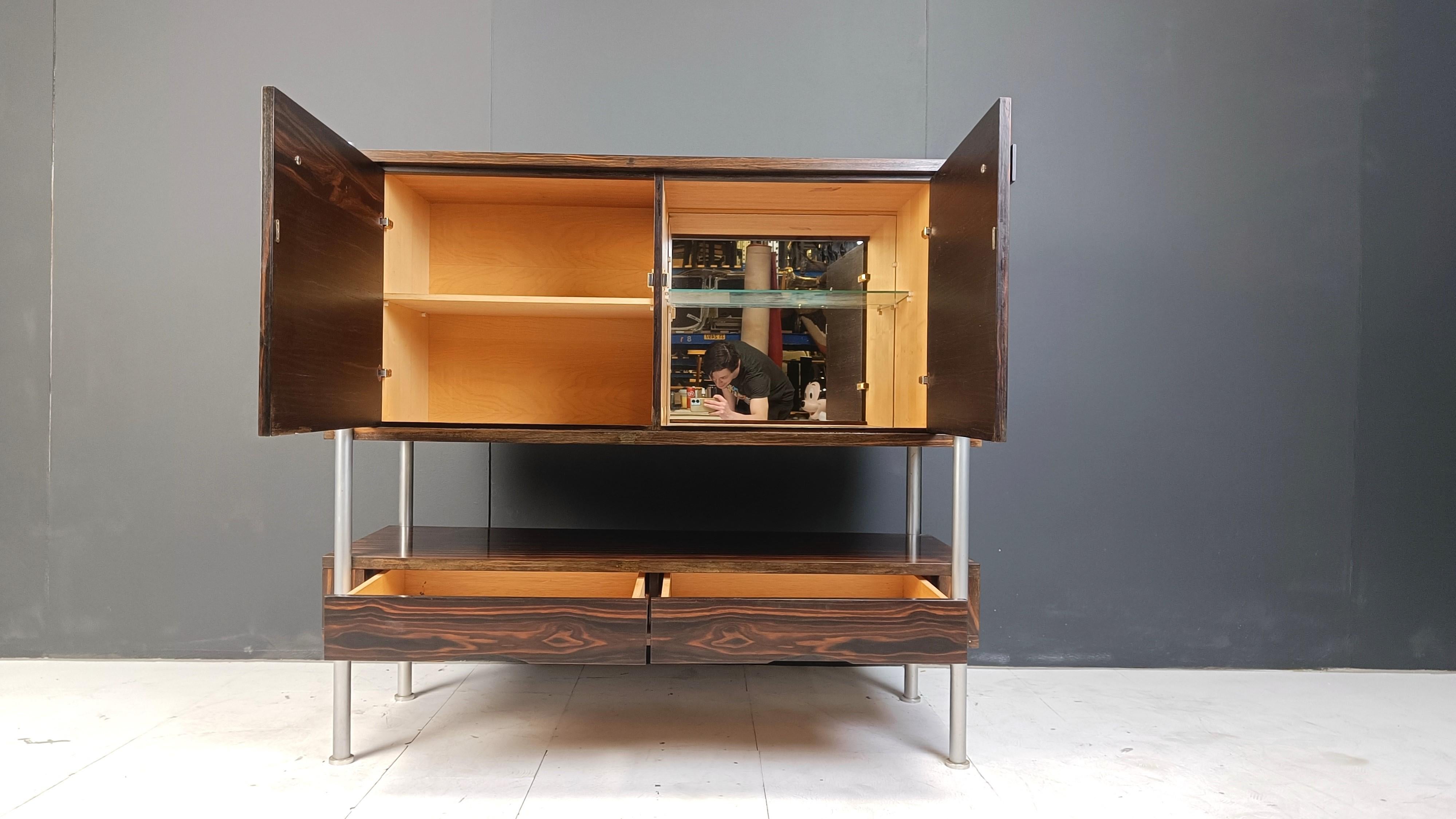 Mid century exotic wood bar cabinet, 1960s For Sale 3
