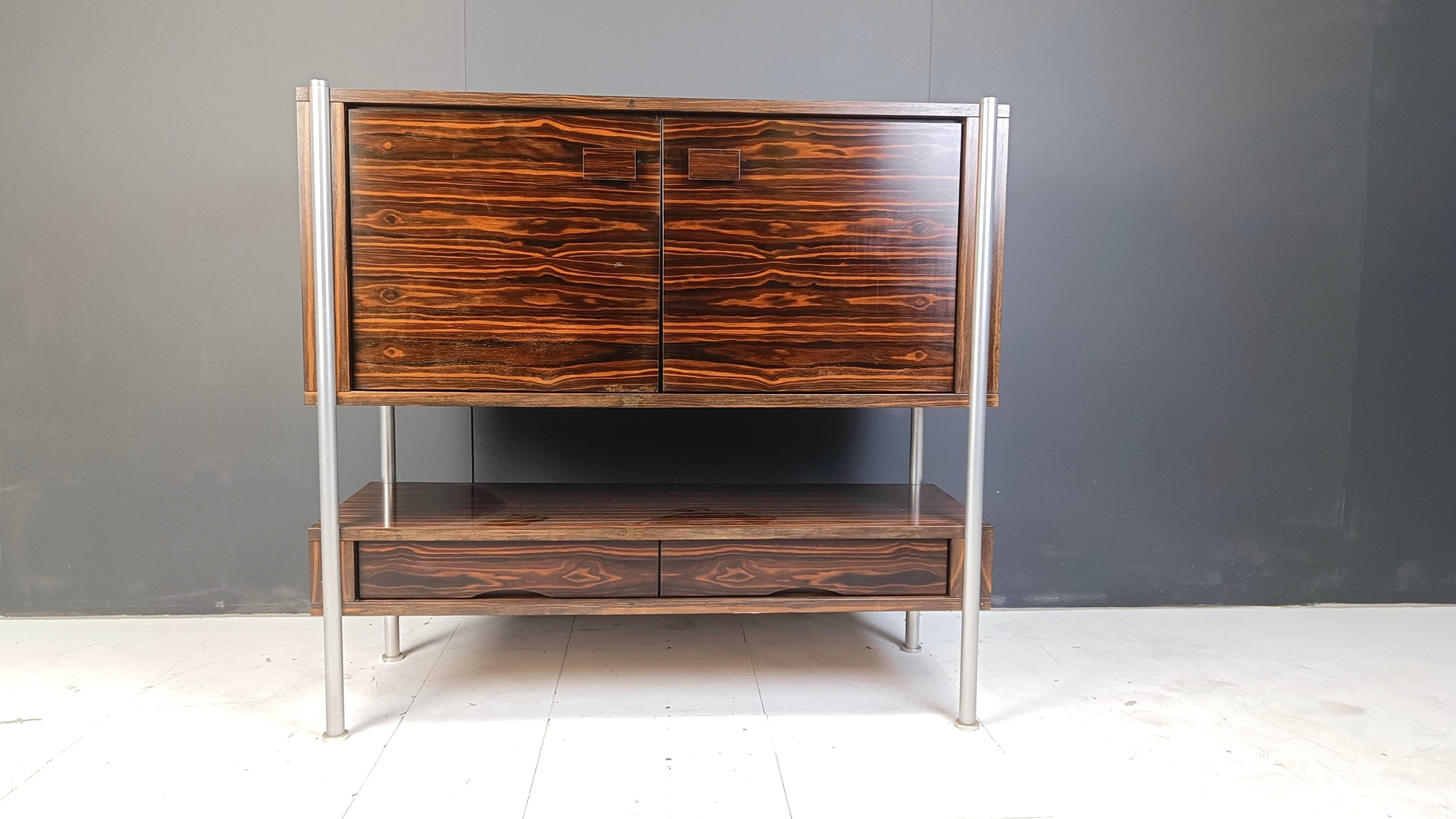 Mid-Century Modern Mid century exotic wood bar cabinet, 1960s For Sale