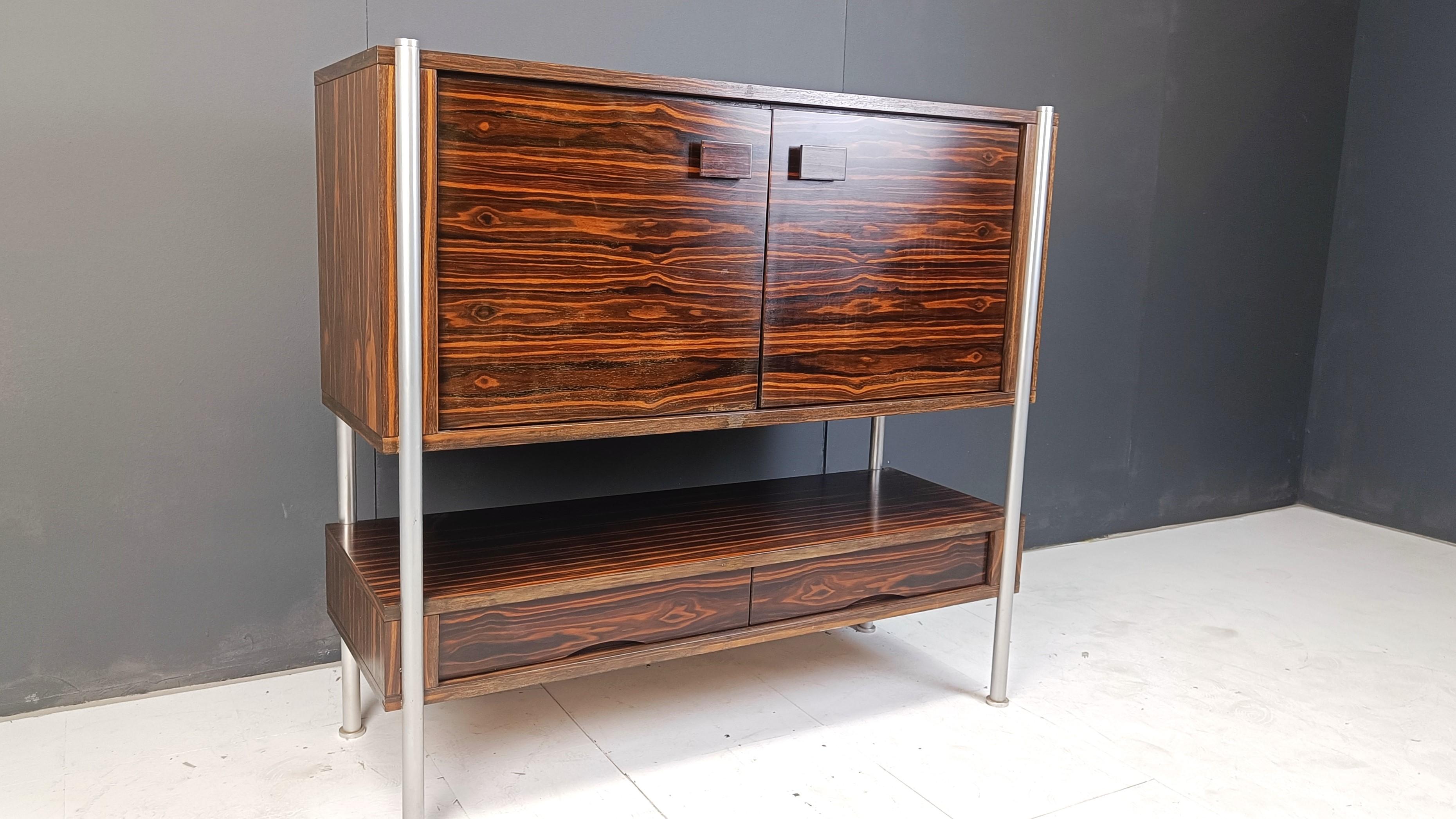 Mid-20th Century Mid century exotic wood bar cabinet, 1960s For Sale