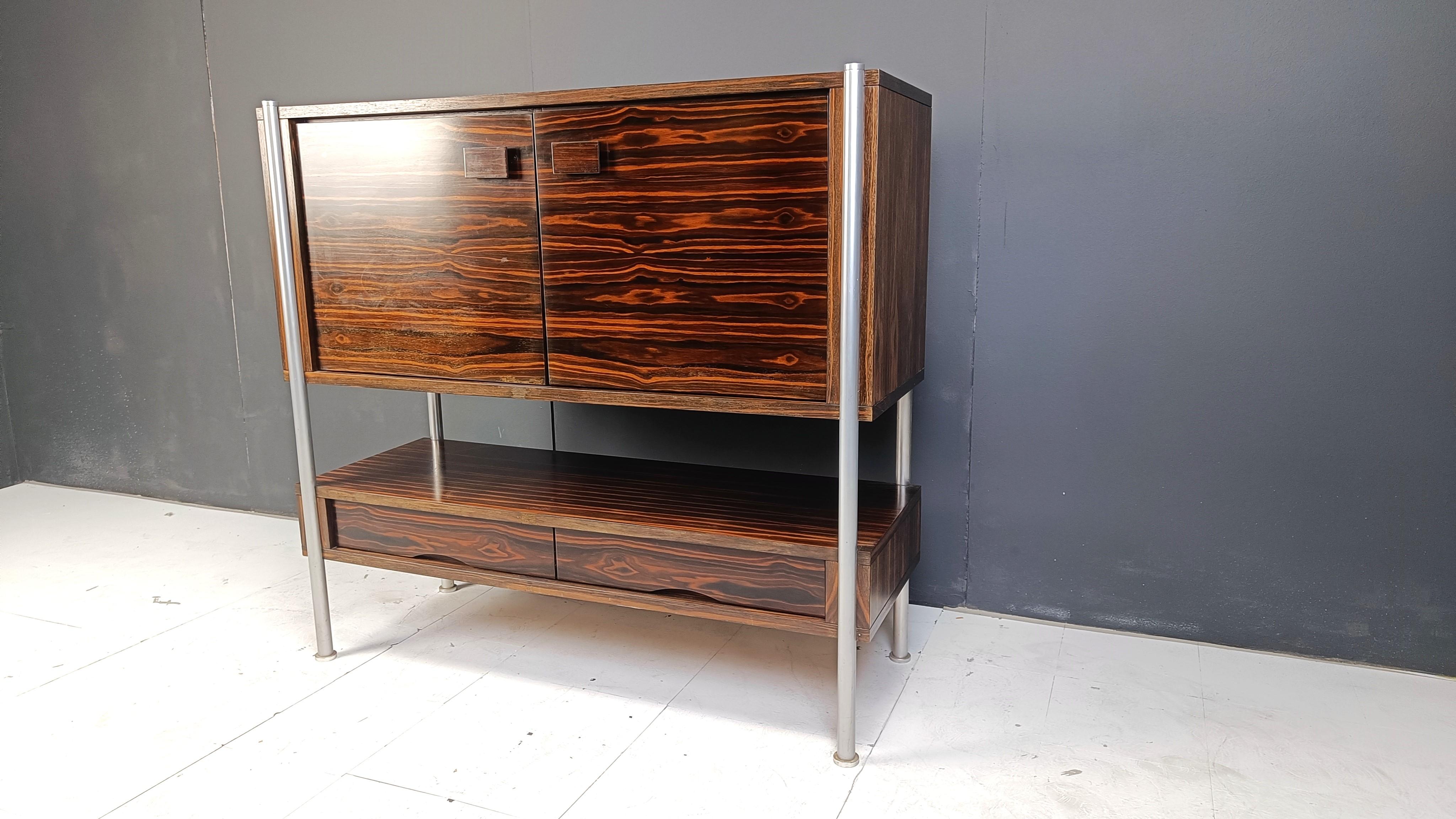 Mid century exotic wood bar cabinet, 1960s For Sale 1
