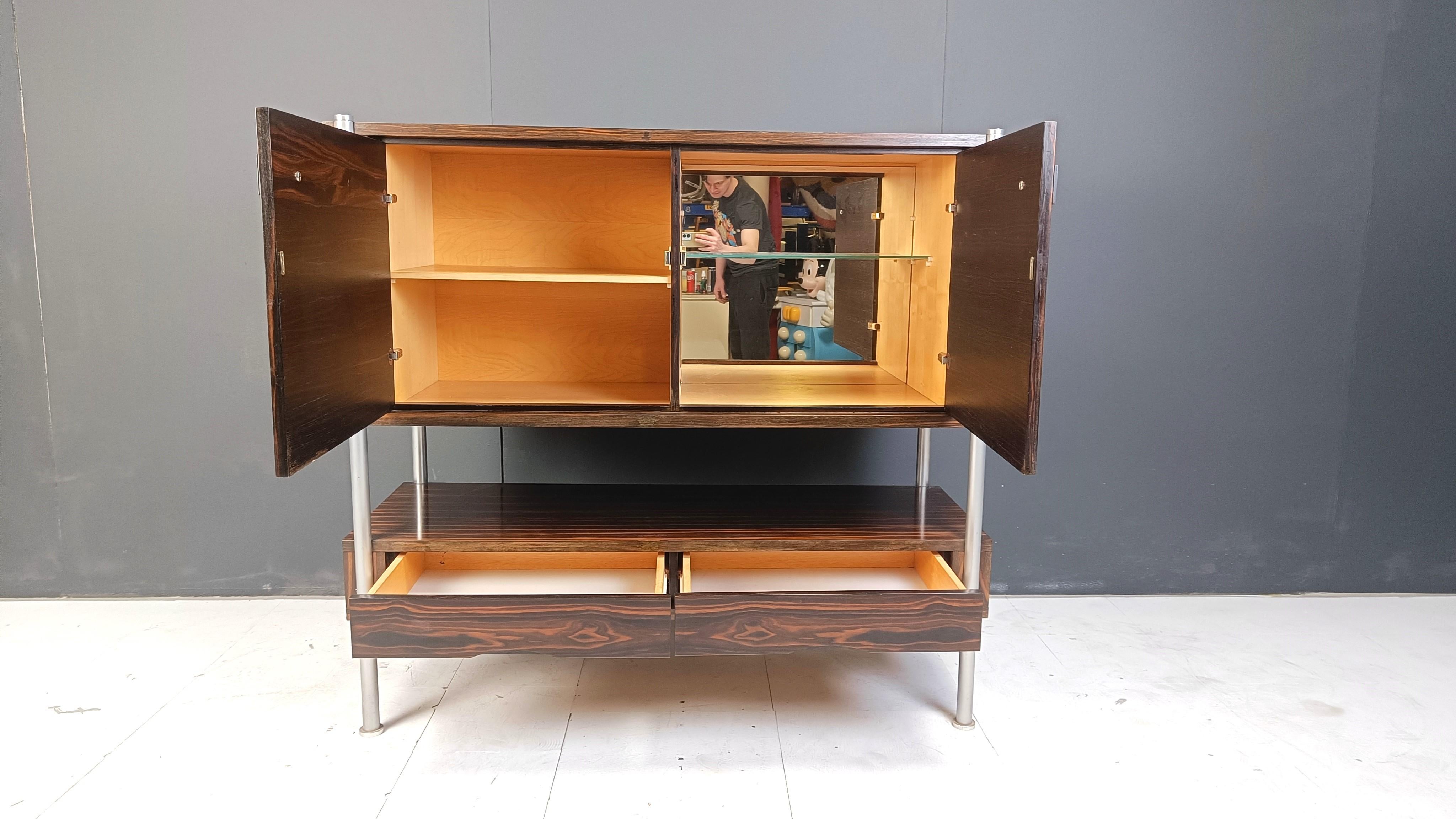 Mid century exotic wood bar cabinet, 1960s For Sale 2