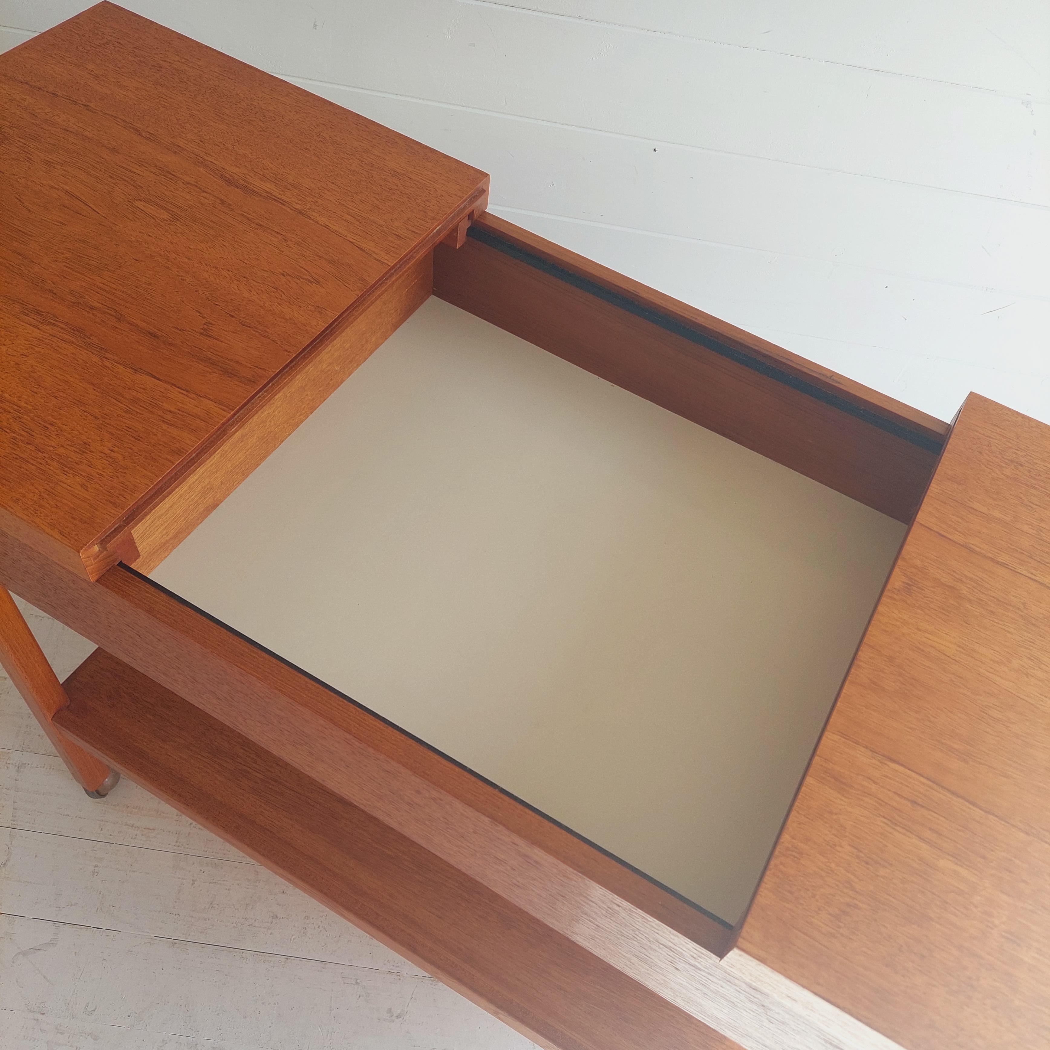 Midcentury Expandable Teak Bar Cart Trolley Kurt Ostervig Danish Style 70s 5