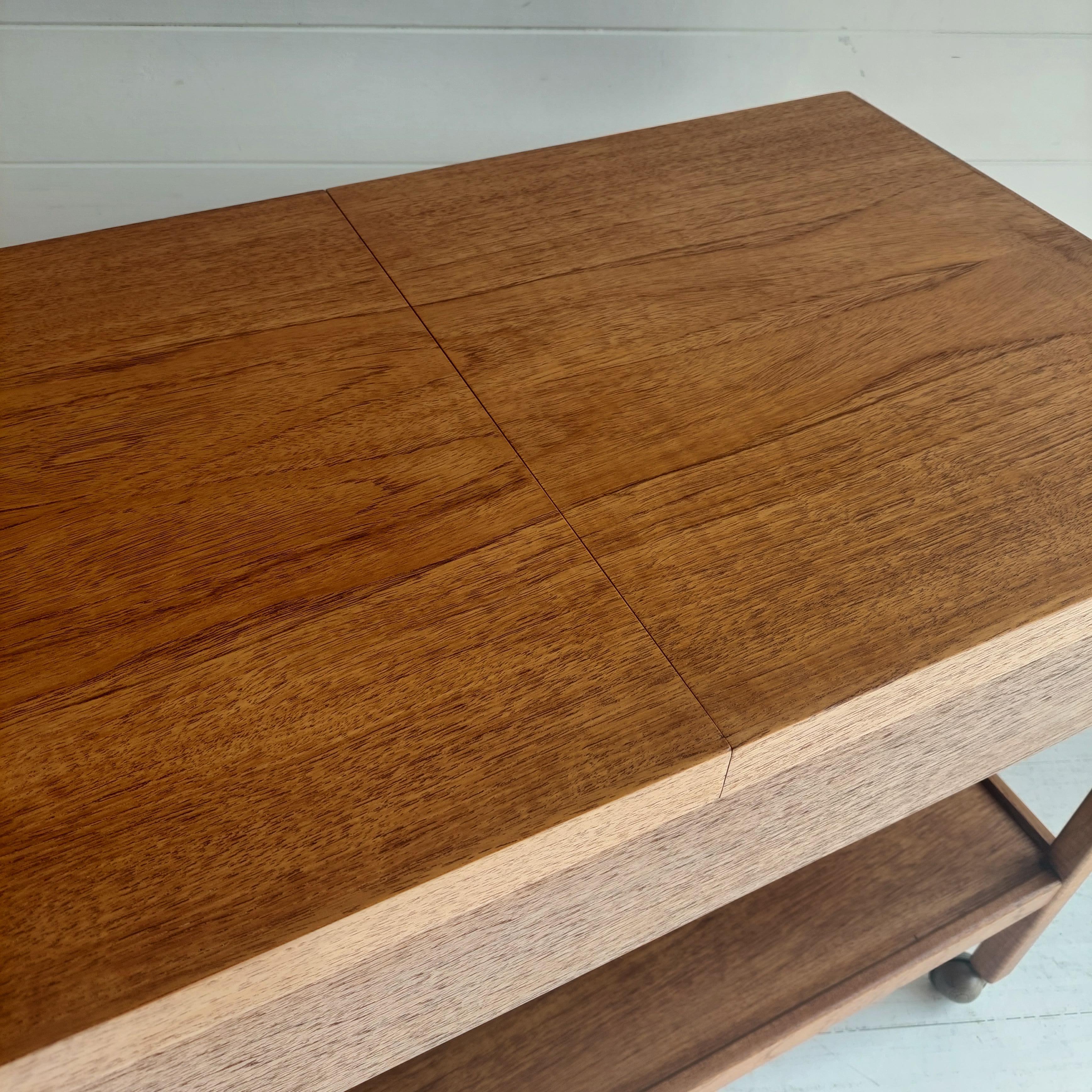 Midcentury Expandable Teak Bar Cart Trolley Kurt Ostervig Danish Style 70s 8