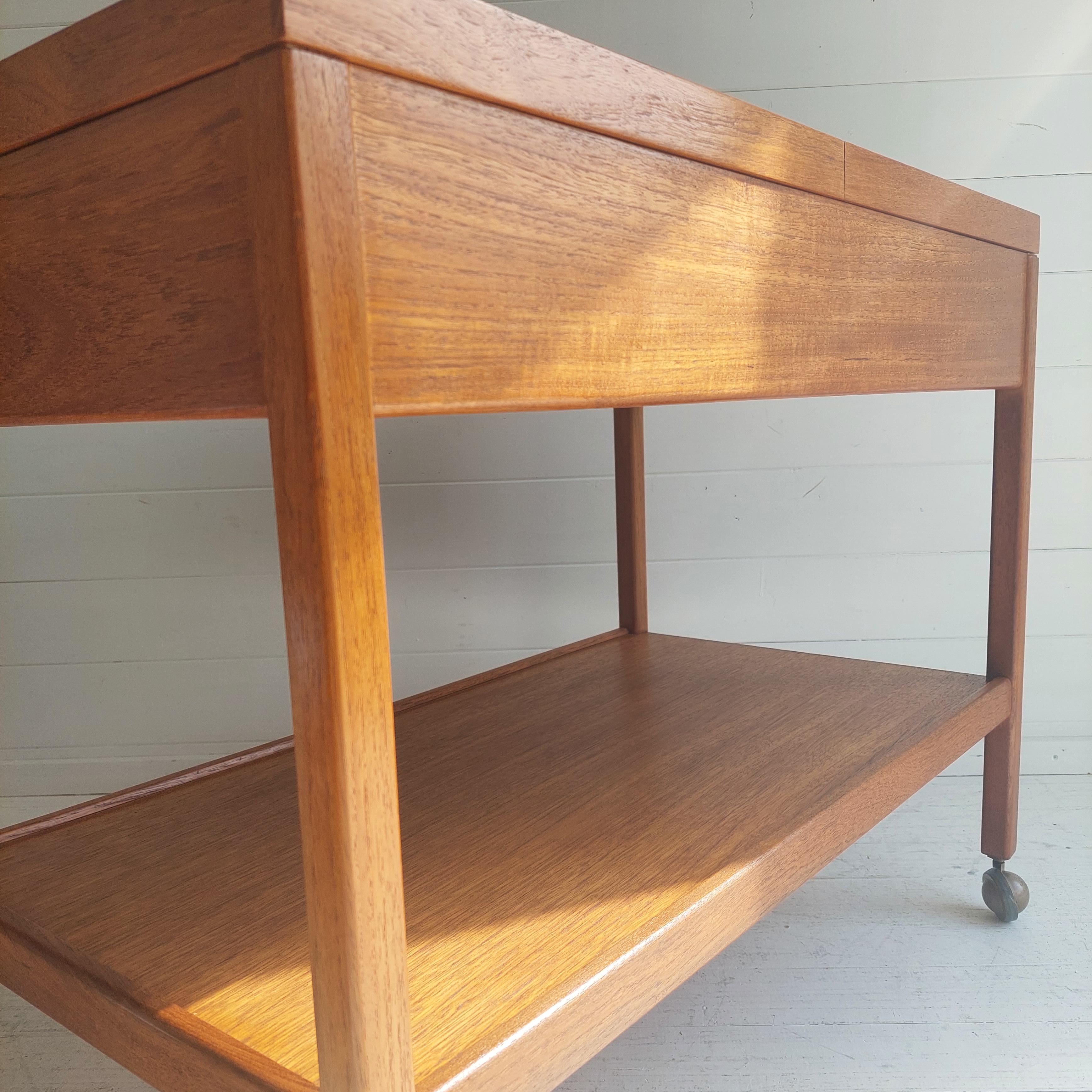 Formica Midcentury Expandable Teak Bar Cart Trolley Kurt Ostervig Danish Style 70s