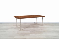 Mid Century Expanding Burl Wood and Walnut Dining Table