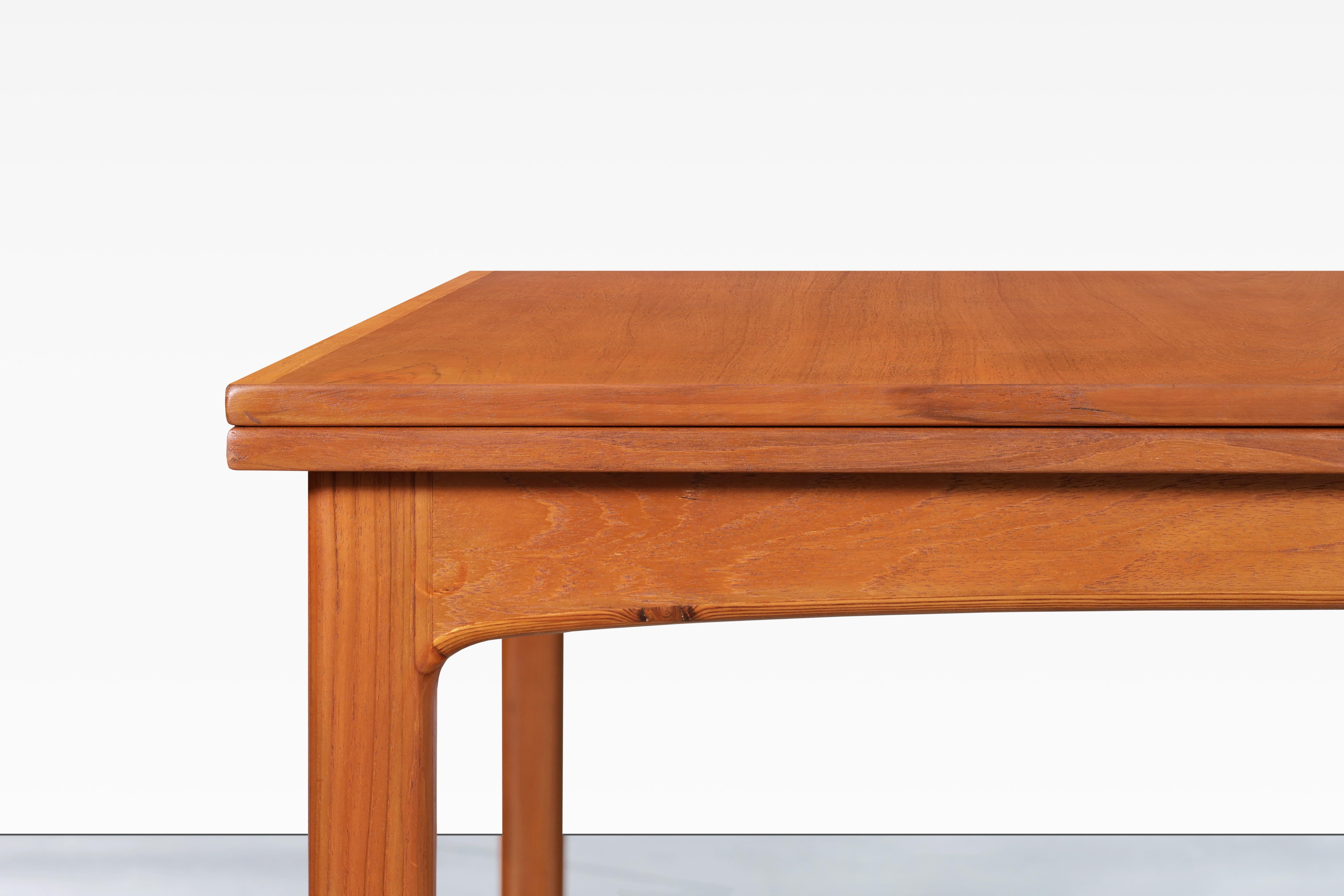 Brass Mid-Century Expanding Teak Dining Table by Folke Ohlsson for Dux For Sale