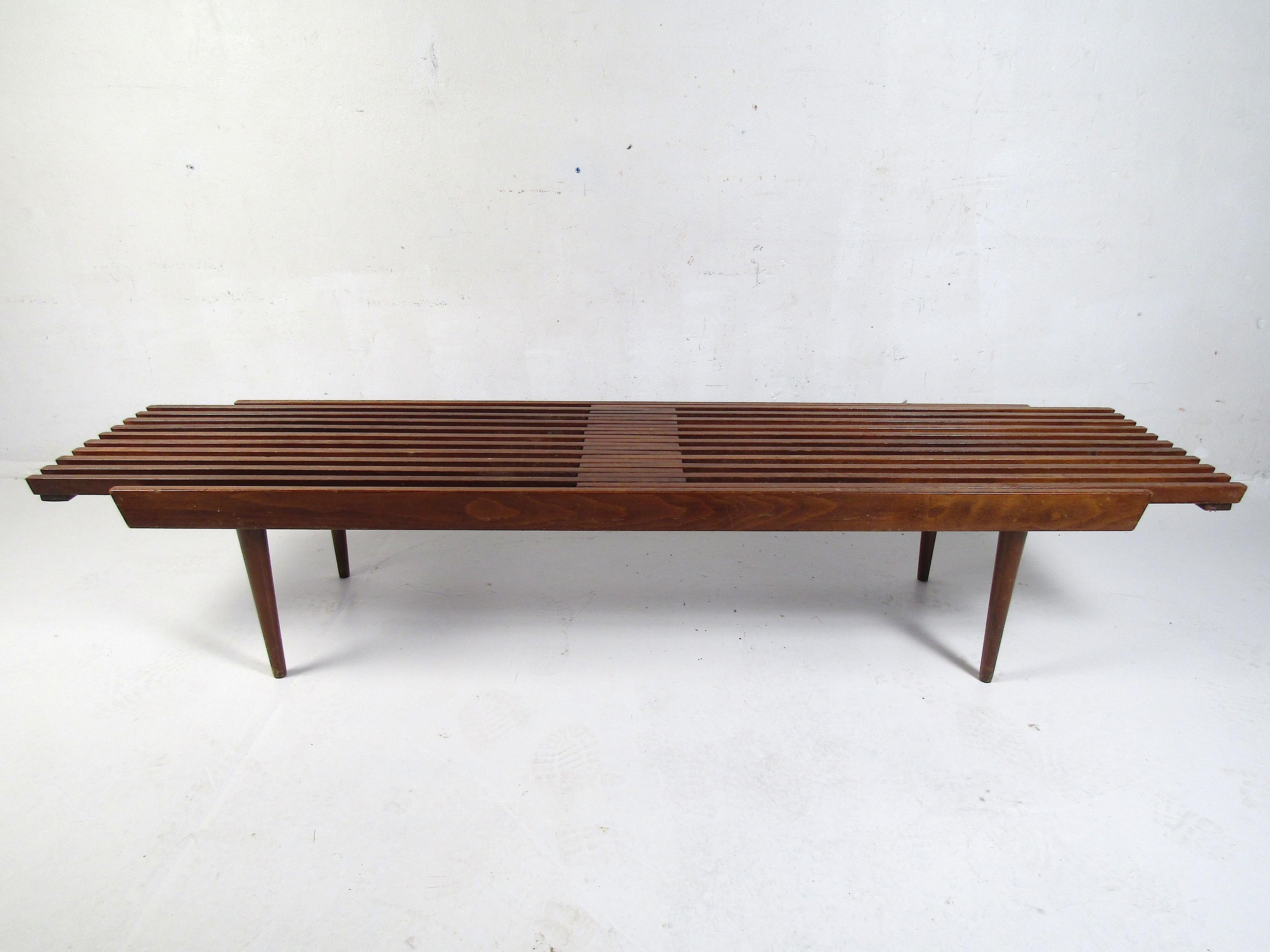 Mid-Century Modern Midcentury Expanding Wood-Slat Table For Sale