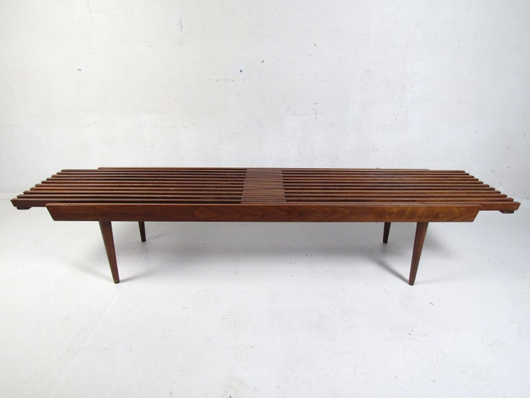 Midcentury Expanding Wood-Slat Table For Sale at 1stDibs