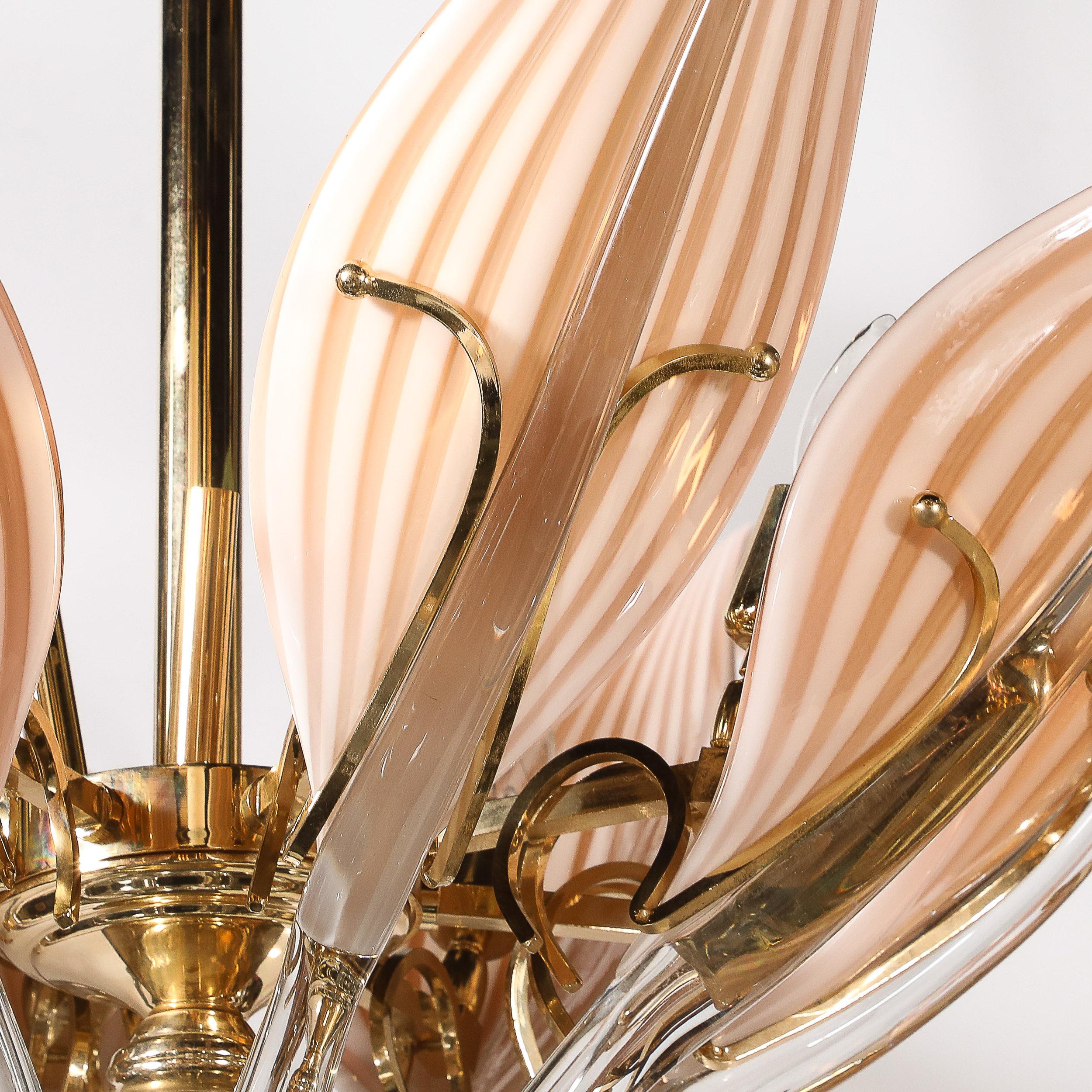 Lampadario a forma di foglia di metà secolo con finiture in ottone di Franco Luce in vendita 5
