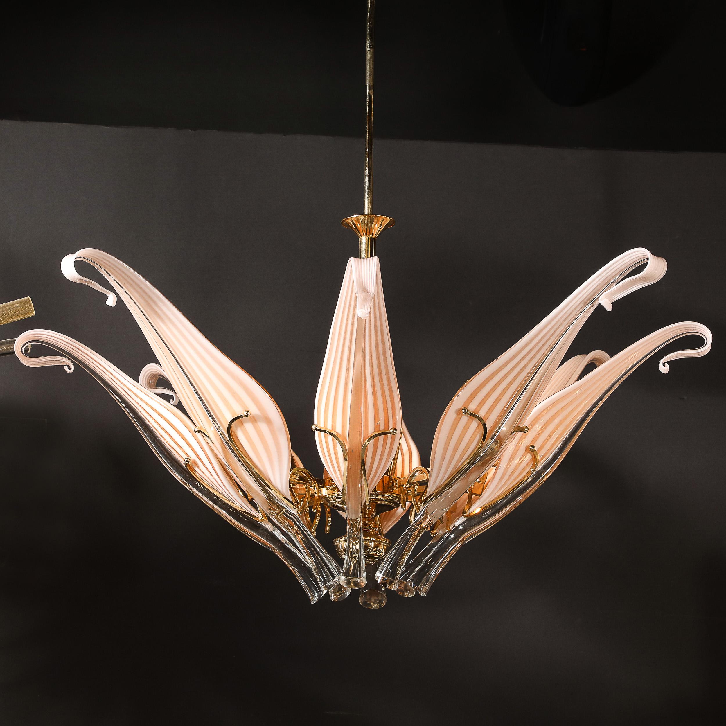 Lampadario a forma di foglia di metà secolo con finiture in ottone di Franco Luce in vendita 6