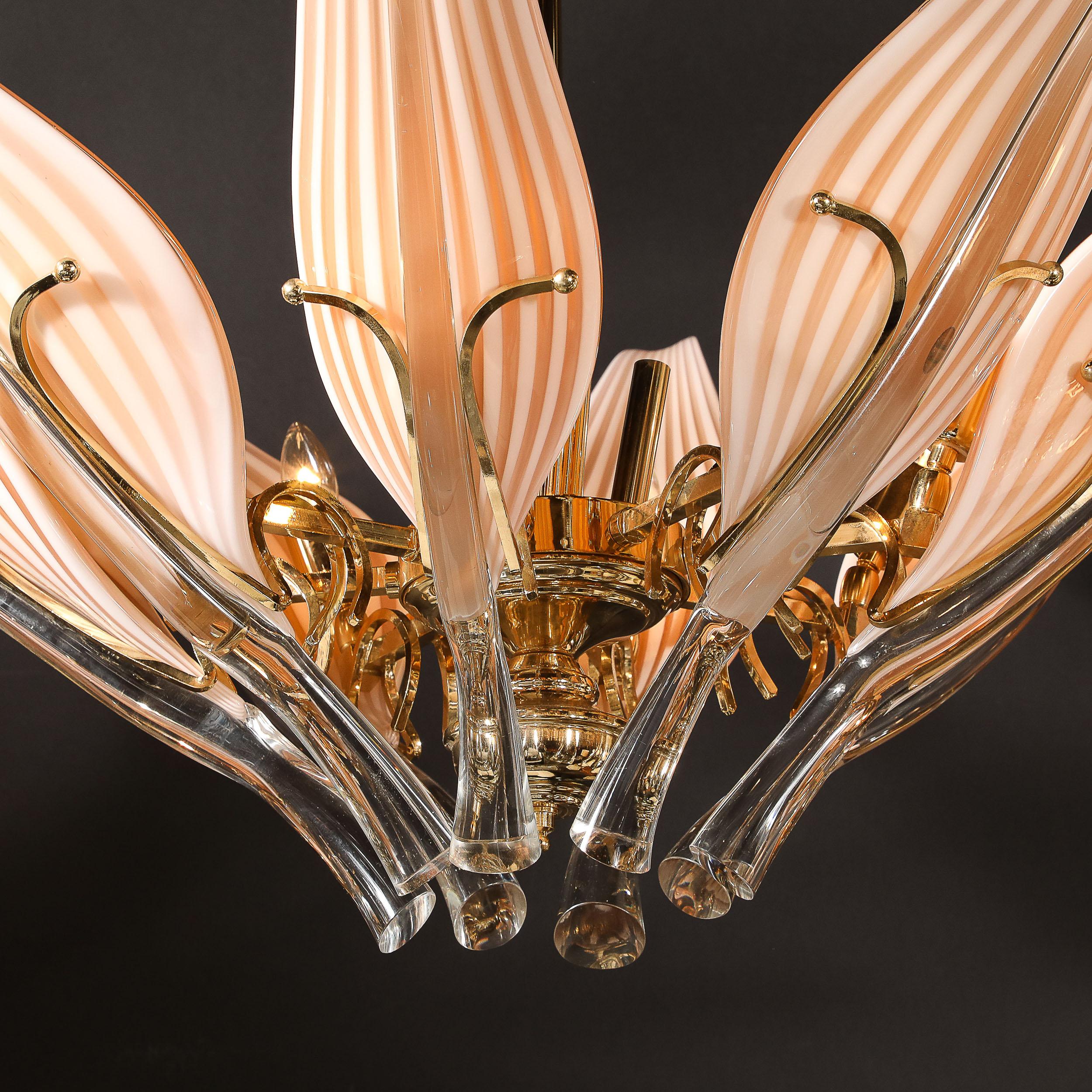 Lampadario a forma di foglia di metà secolo con finiture in ottone di Franco Luce in vendita 8
