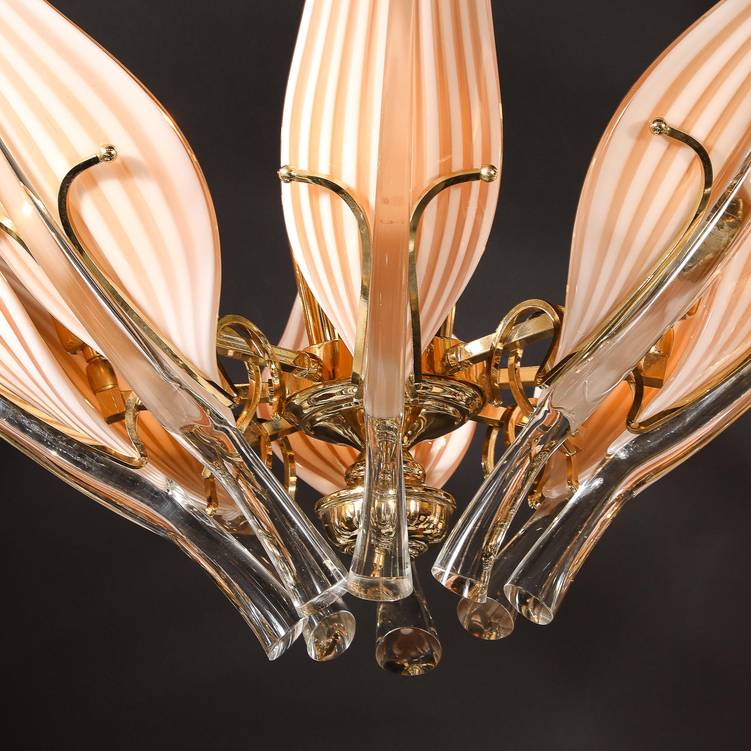 Lampadario a forma di foglia di metà secolo con finiture in ottone di Franco Luce in vendita 9