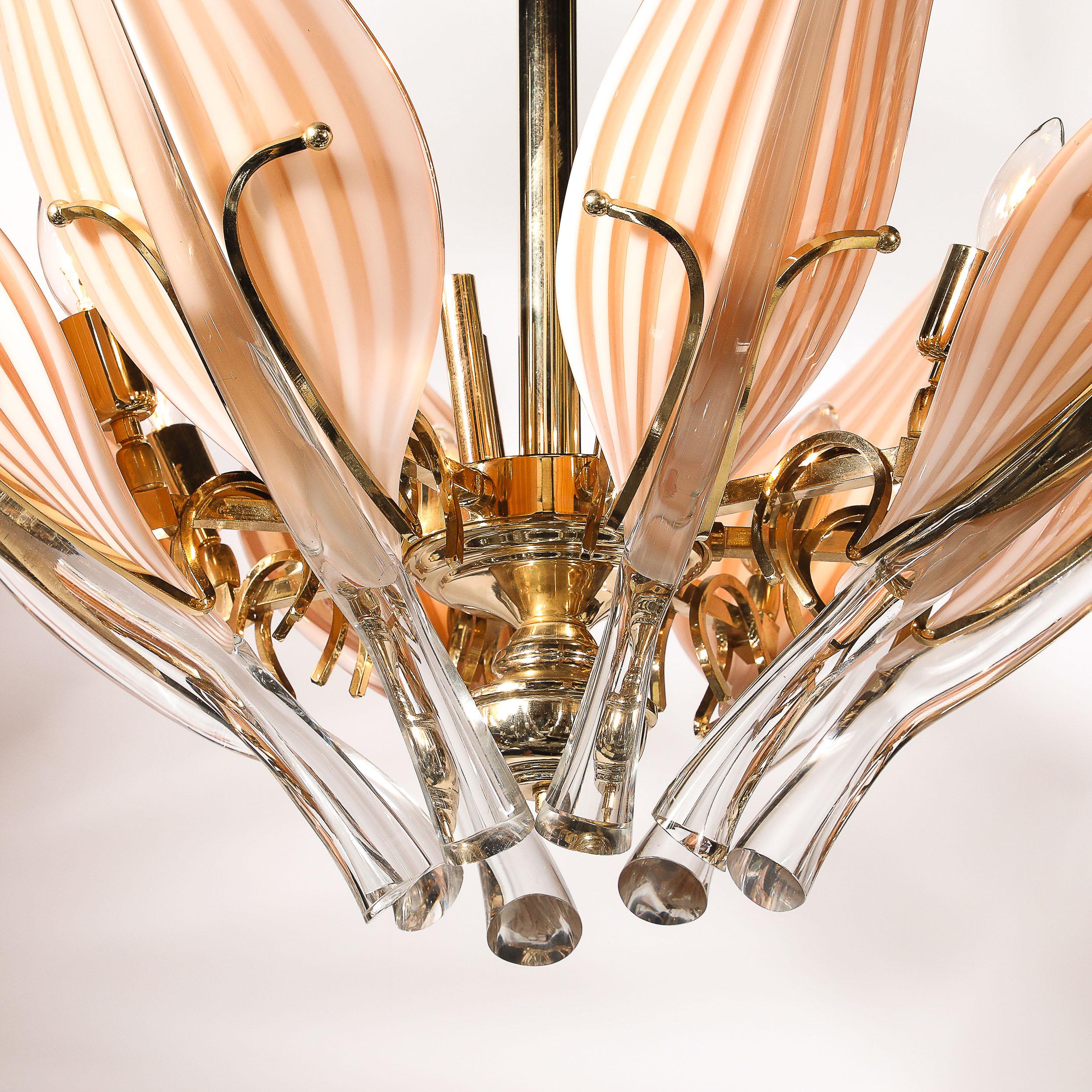 Lampadario a forma di foglia di metà secolo con finiture in ottone di Franco Luce in vendita 1
