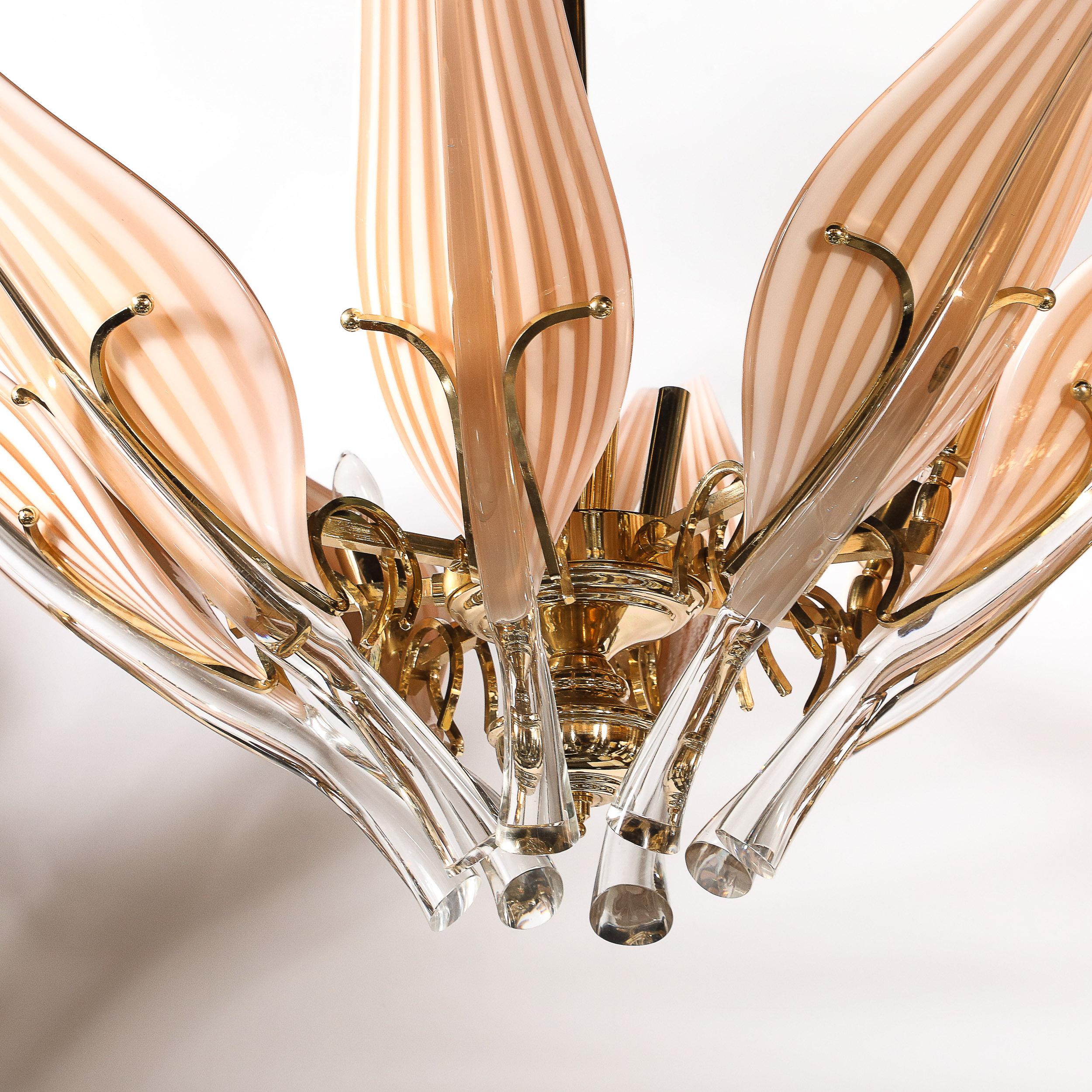 Lampadario a forma di foglia di metà secolo con finiture in ottone di Franco Luce in vendita 2