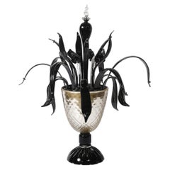 Mid-Century Expansive Leaf Form Handblown Murano Glass & 24kt Gold Fleck Uplight