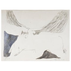 Mid-Century Expressionist Bull Drawing