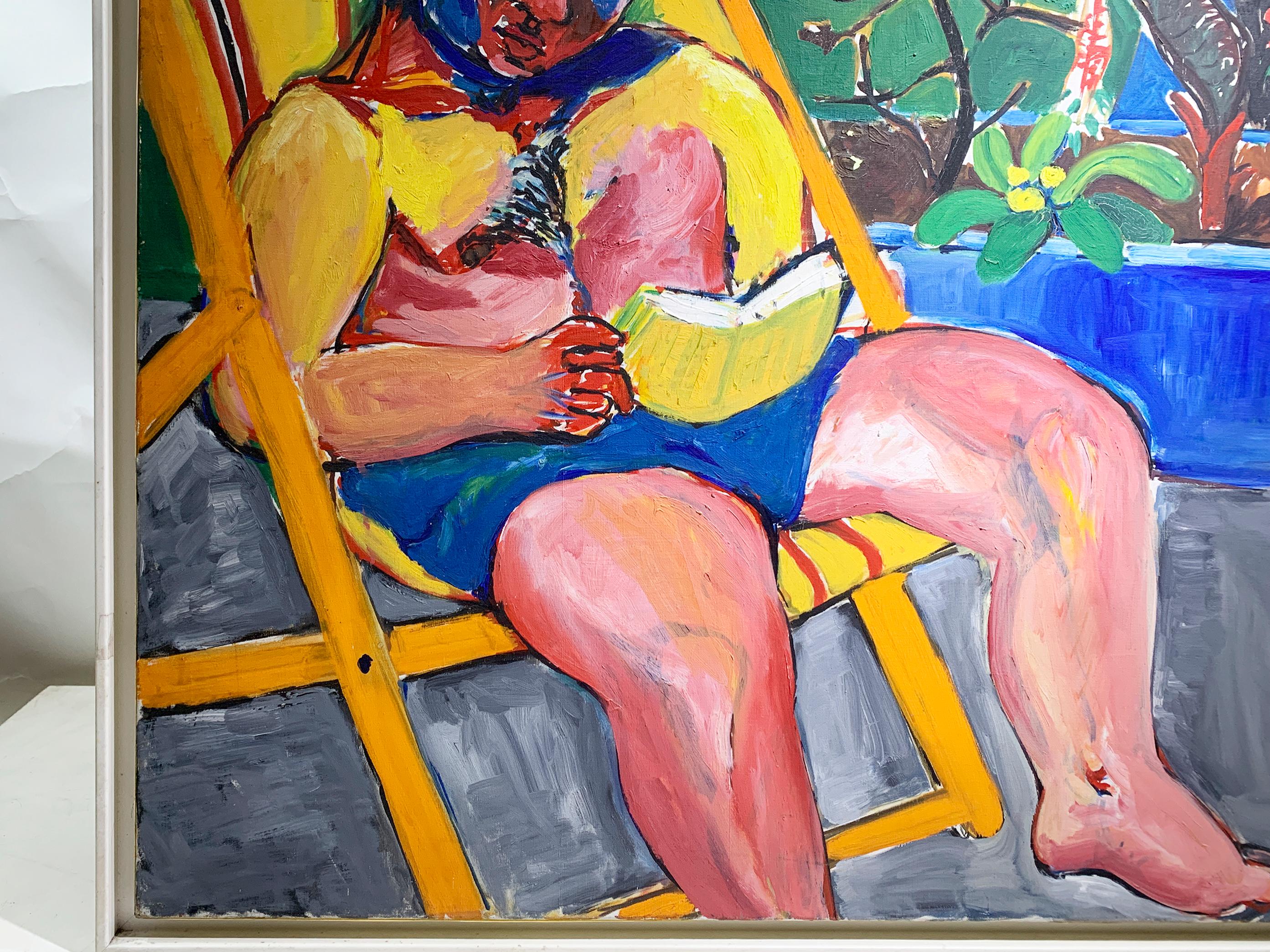 Expressionistisches figuratives Gemälde aus der Mitte des Jahrhunderts, signiert 