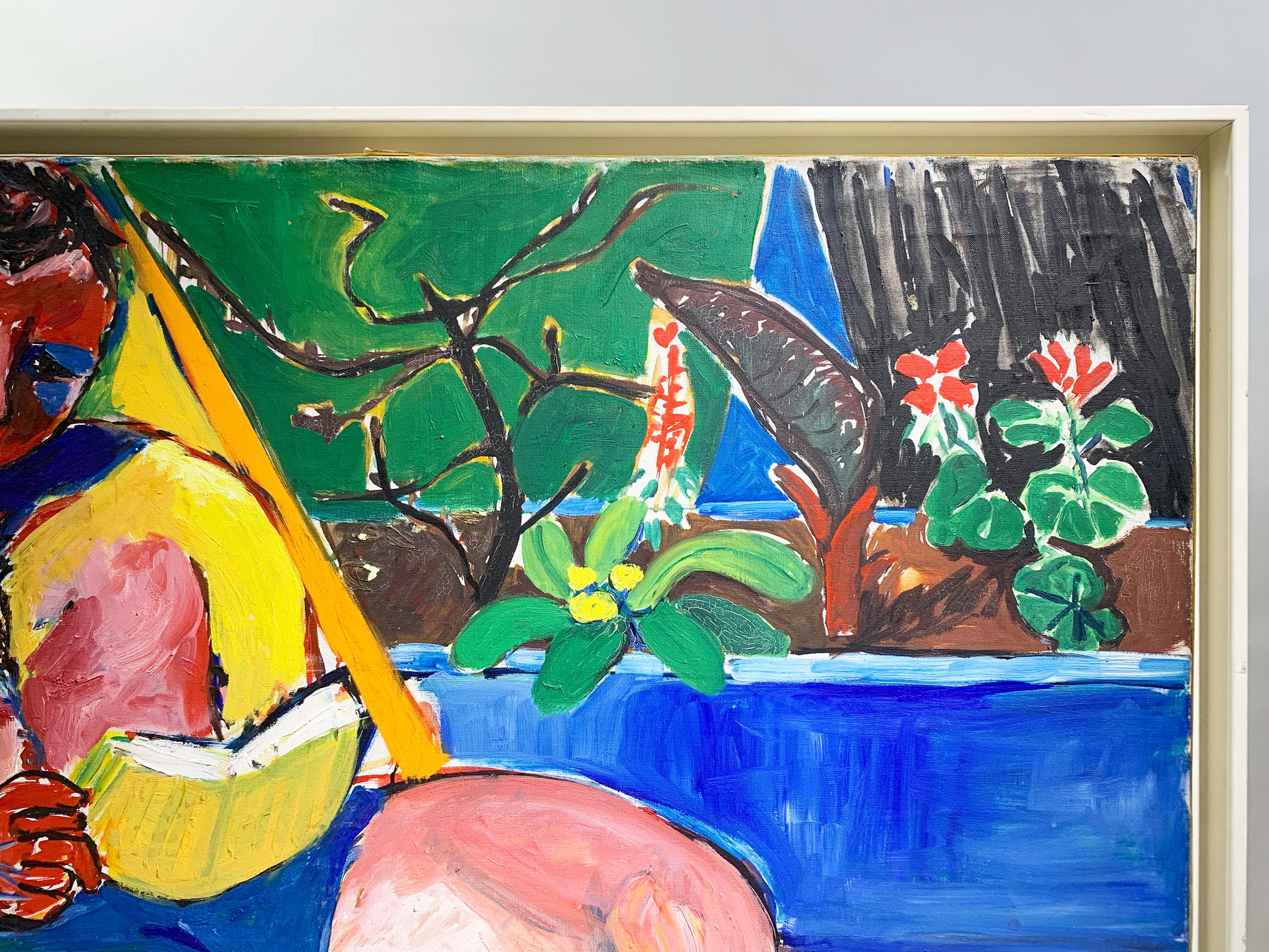 Expressionistisches figuratives Gemälde aus der Mitte des Jahrhunderts, signiert 