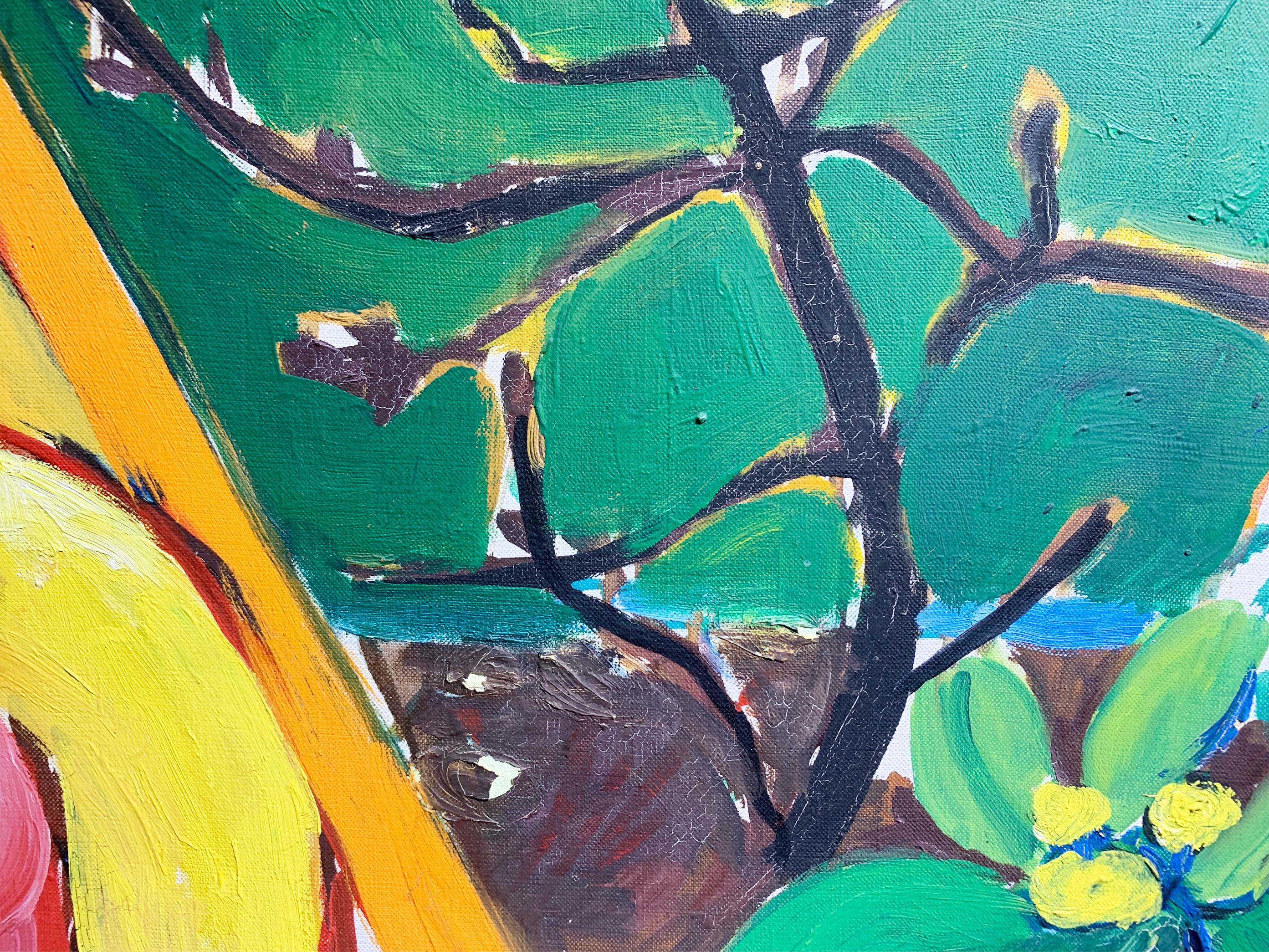 Expressionistisches figuratives Gemälde aus der Mitte des Jahrhunderts, signiert 