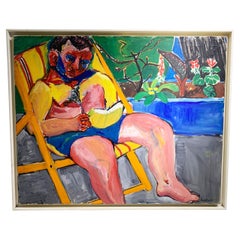 Expressionistisches figuratives Gemälde aus der Mitte des Jahrhunderts, signiert "Bastide".