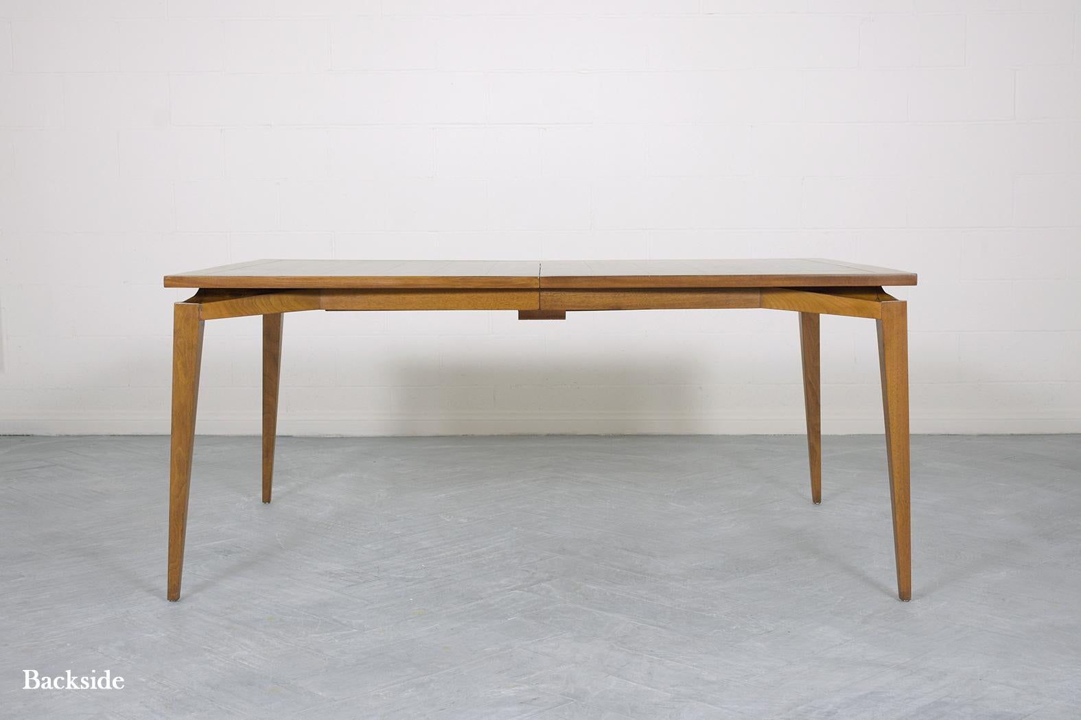 Mid-Century Modern Extendable Walnut Dining Table: Timeless Elegance & Utility For Sale 6