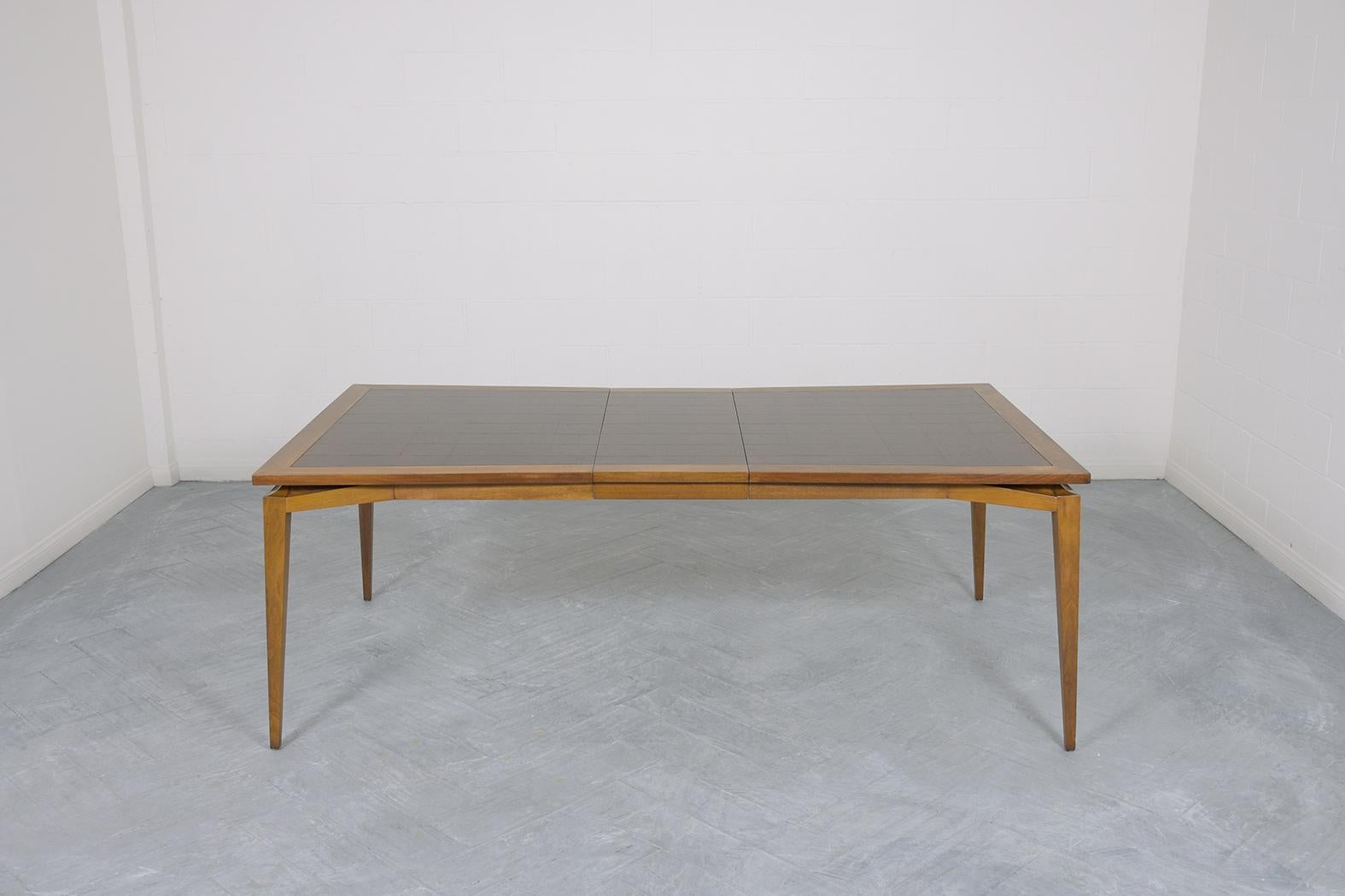 American Mid-Century Modern Extendable Walnut Dining Table: Timeless Elegance & Utility For Sale
