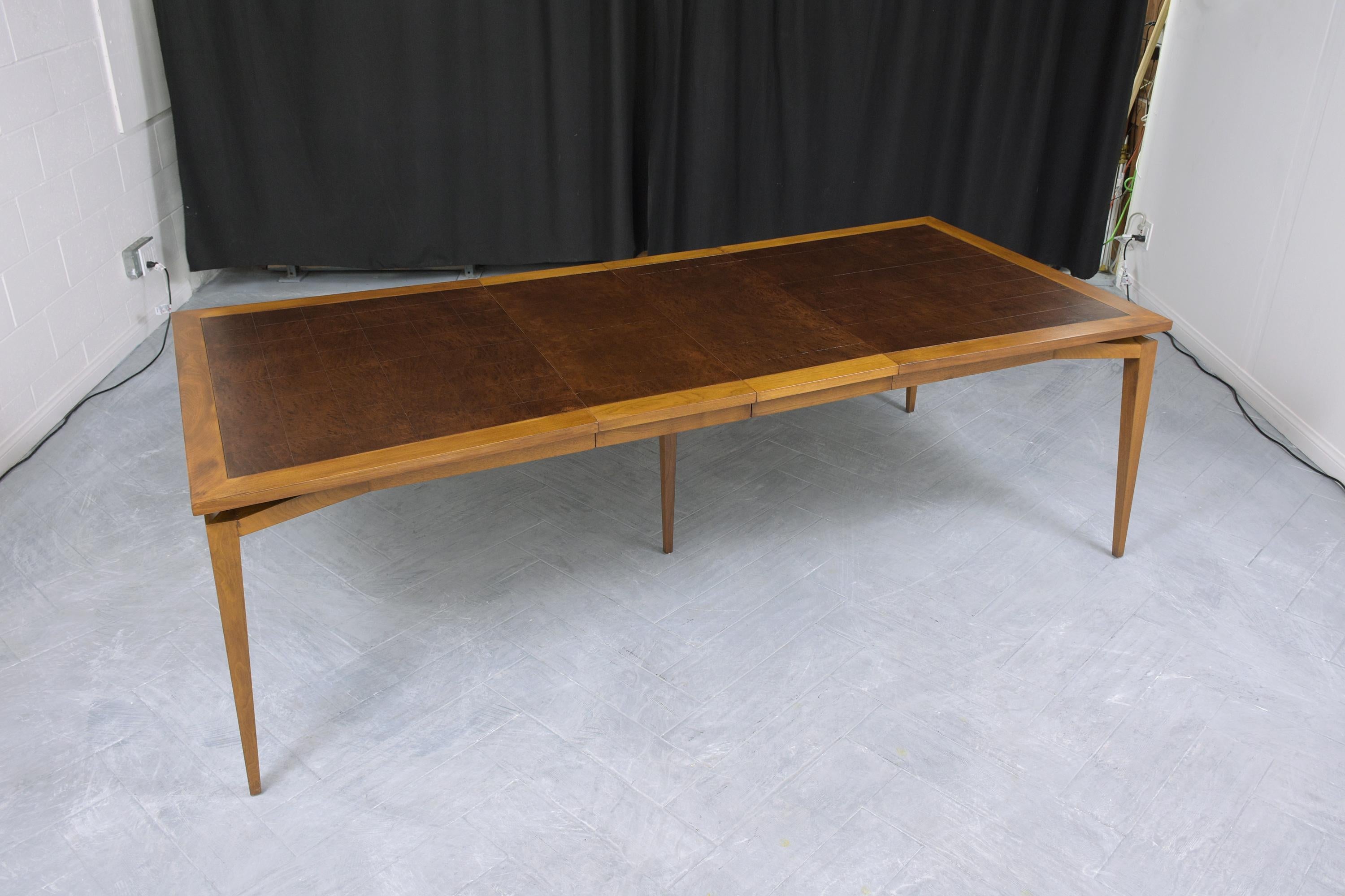 Mid-20th Century Mid-Century Modern Extendable Walnut Dining Table: Timeless Elegance & Utility For Sale
