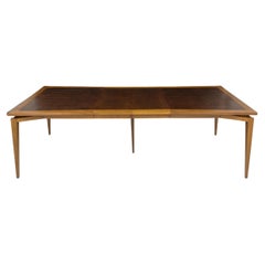 Mid-Century Modern Walnut Extendable Dining Table with Burled Veneer Inserts