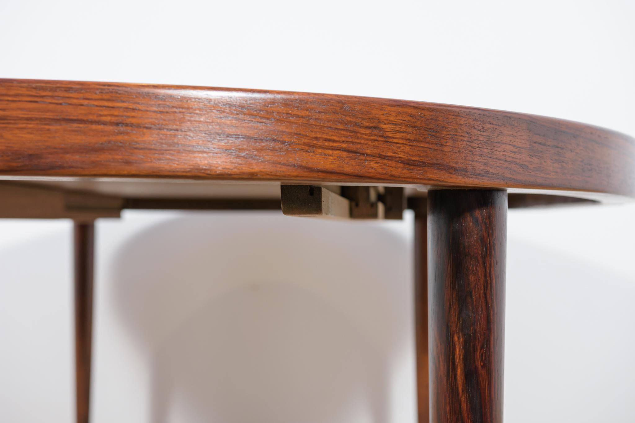  Mid-Century Extendable Rosewood Dining Table by Kai Kristiansen for Feldballes  For Sale 12
