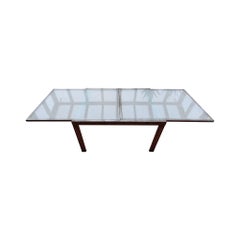 Mid-Century Extendable Satined Glass Dining Table