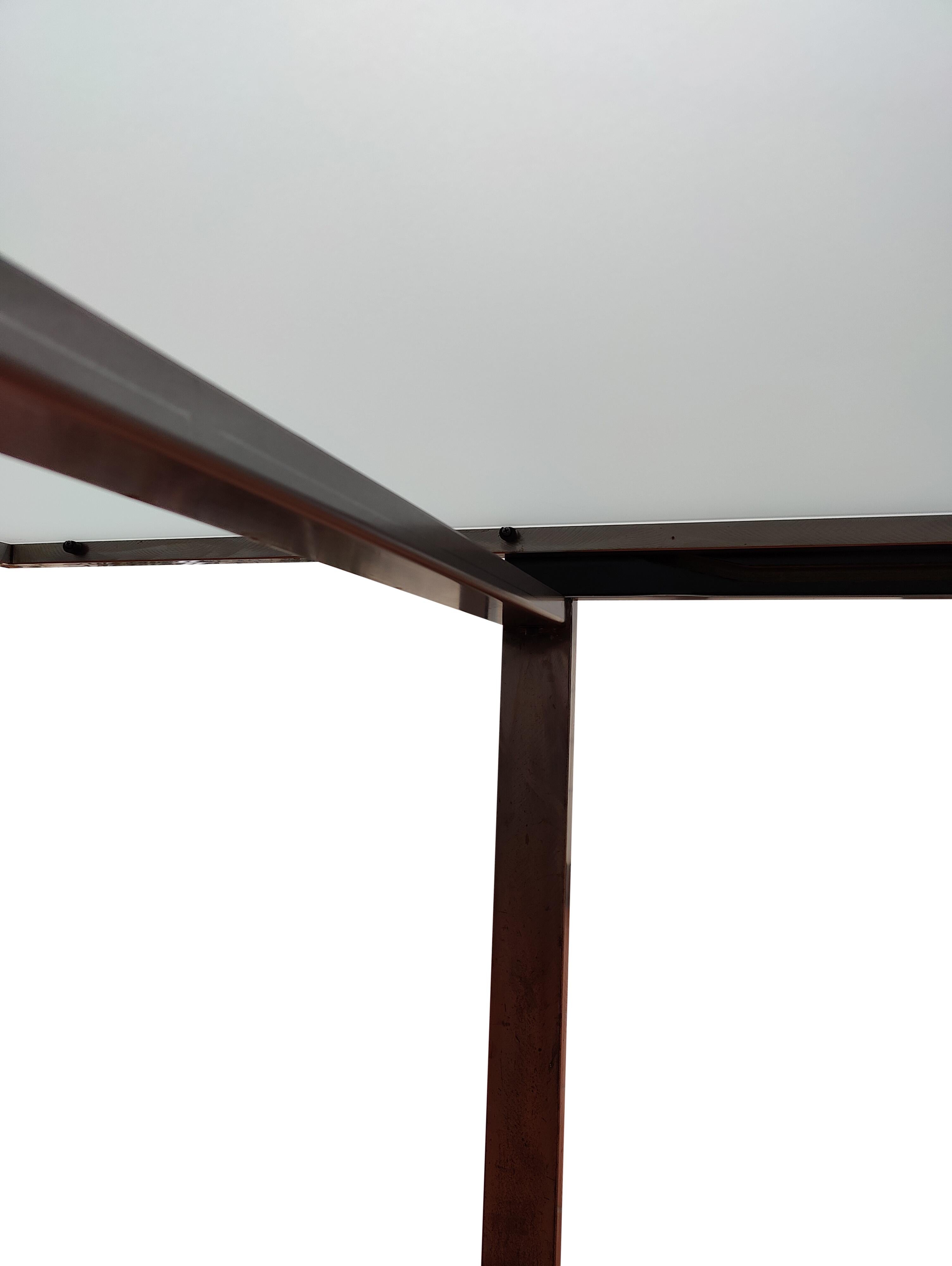 Mid-Century Extendable Satined Glass Dining Table For Sale 1